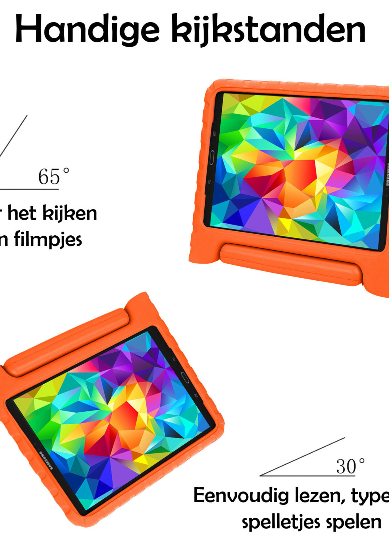 LUQ Hoes Geschikt voor Samsung Galaxy Tab A 10.1 2019 Hoes Kinder Hoesje Kids Case Kinderhoes Shockproof Met 2x Screenprotector - Hoesje Geschikt voor Samsung Tab A 10.1 2019 Hoesje Kidscase - Oranje
