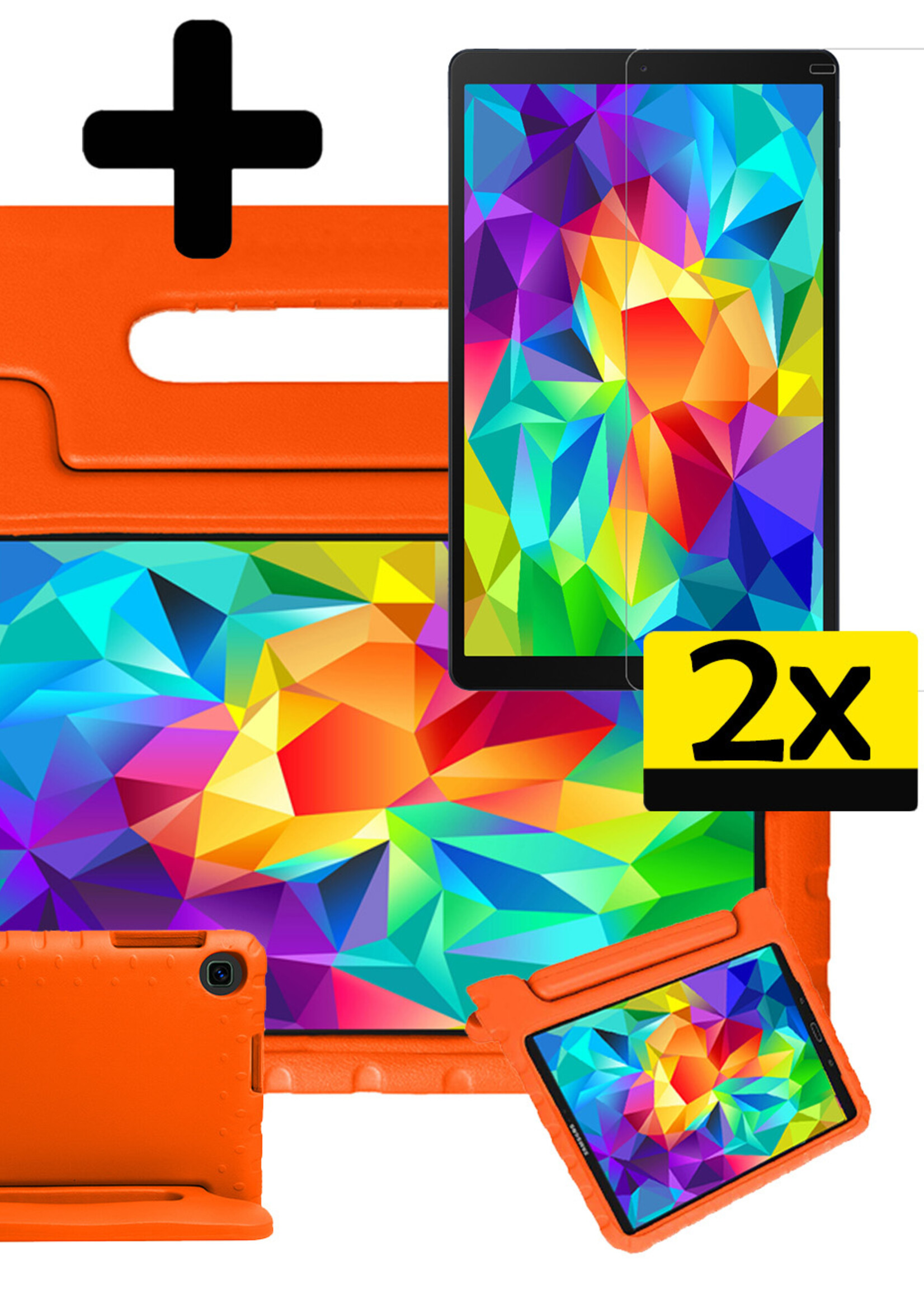 LUQ Hoes Geschikt voor Samsung Galaxy Tab A 10.1 2019 Hoes Kinder Hoesje Kids Case Kinderhoes Shockproof Met 2x Screenprotector - Hoesje Geschikt voor Samsung Tab A 10.1 2019 Hoesje Kidscase - Oranje