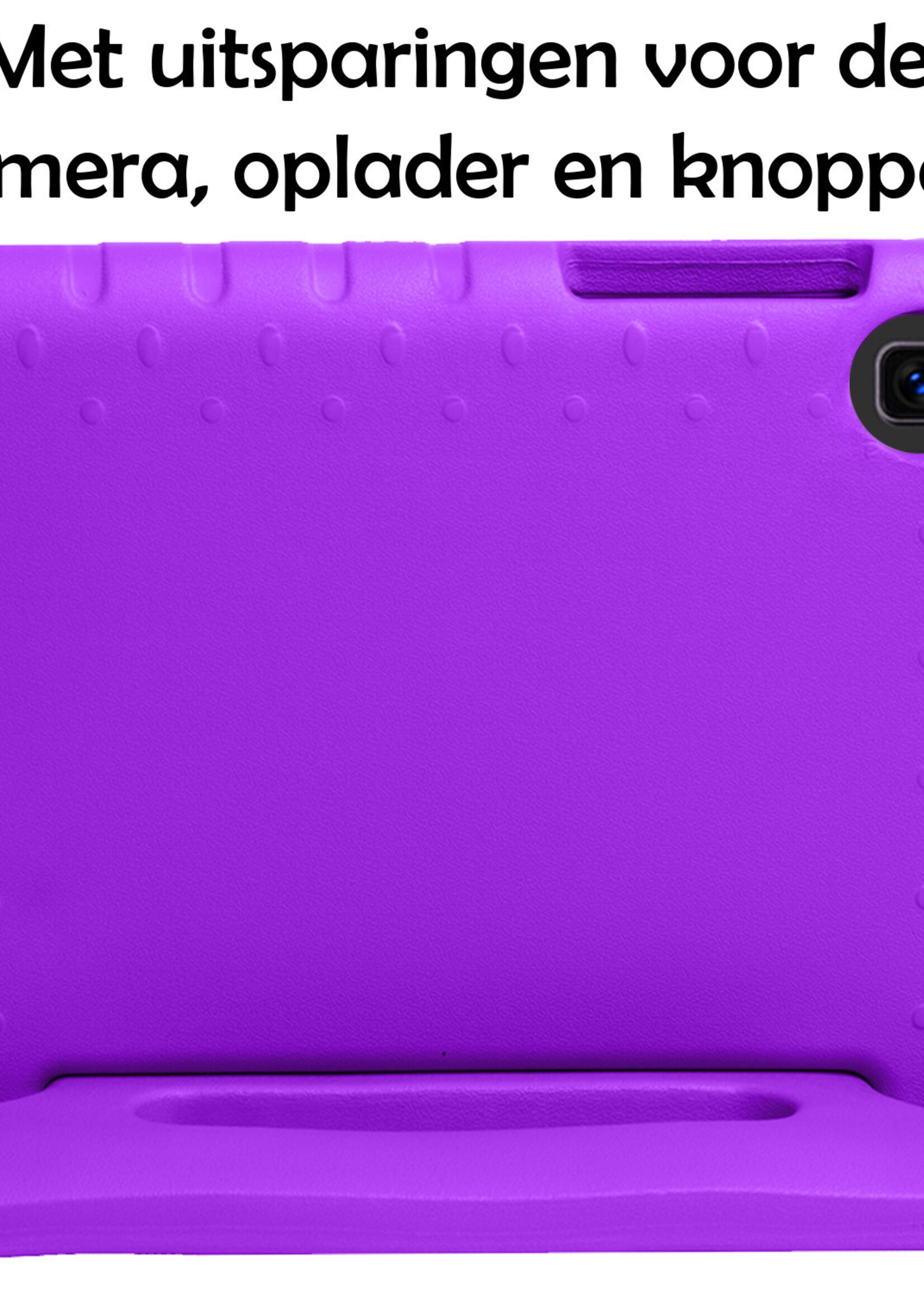 LUQ Hoes Geschikt voor Samsung Galaxy Tab A 10.1 2019 Hoes Kinder Hoesje Kids Case Kinderhoes Shockproof Met 2x Screenprotector - Hoesje Geschikt voor Samsung Tab A 10.1 2019 Hoesje Kidscase - Paars