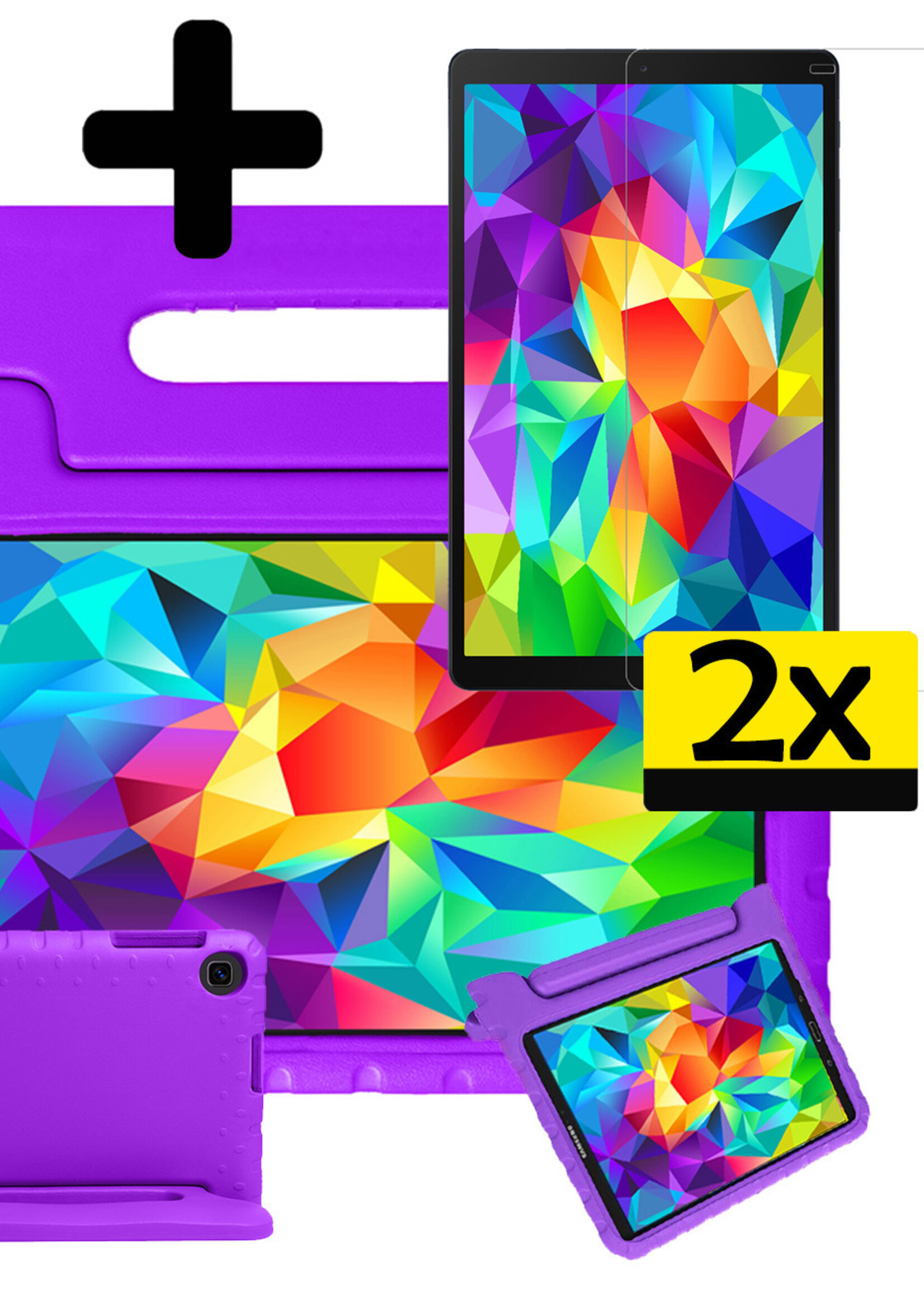 LUQ Hoes Geschikt voor Samsung Galaxy Tab A 10.1 2019 Hoes Kinder Hoesje Kids Case Kinderhoes Shockproof Met 2x Screenprotector - Hoesje Geschikt voor Samsung Tab A 10.1 2019 Hoesje Kidscase - Paars