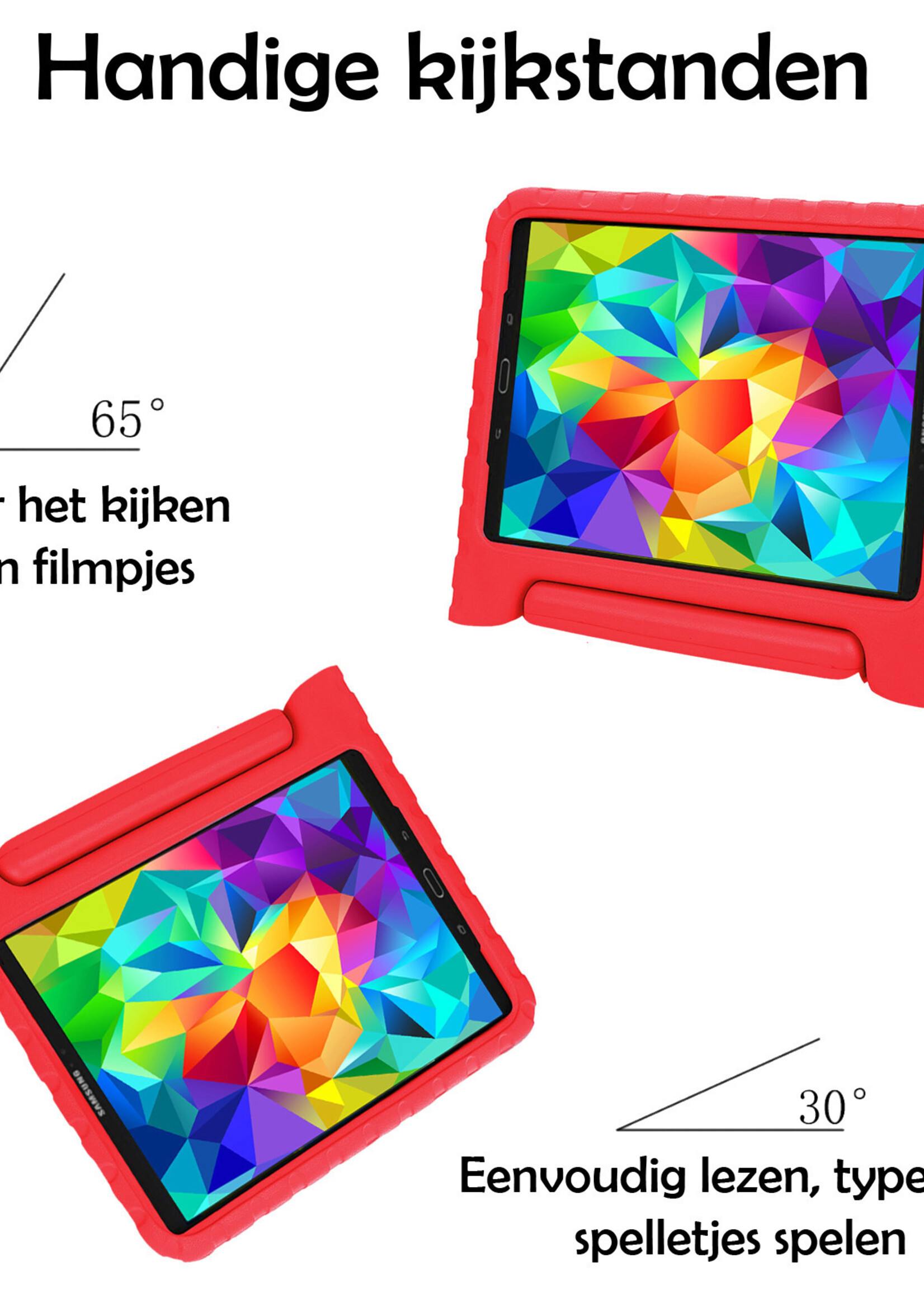 LUQ Hoes Geschikt voor Samsung Galaxy Tab A 10.1 2019 Hoes Kinder Hoesje Kids Case Kinderhoes Shockproof Met 2x Screenprotector - Hoesje Geschikt voor Samsung Tab A 10.1 2019 Hoesje Kidscase - Rood