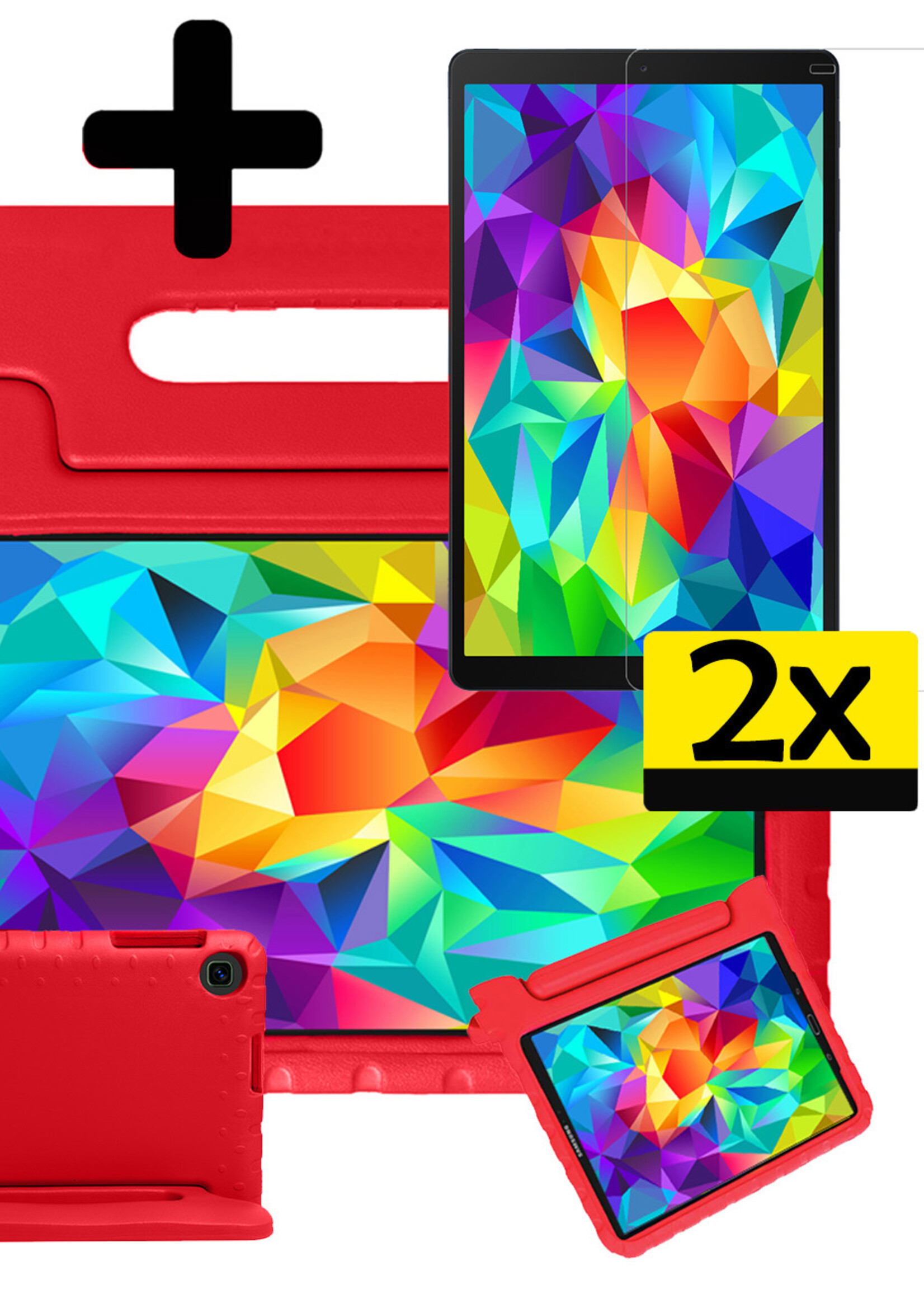 LUQ Hoes Geschikt voor Samsung Galaxy Tab A 10.1 2019 Hoes Kinder Hoesje Kids Case Kinderhoes Shockproof Met 2x Screenprotector - Hoesje Geschikt voor Samsung Tab A 10.1 2019 Hoesje Kidscase - Rood