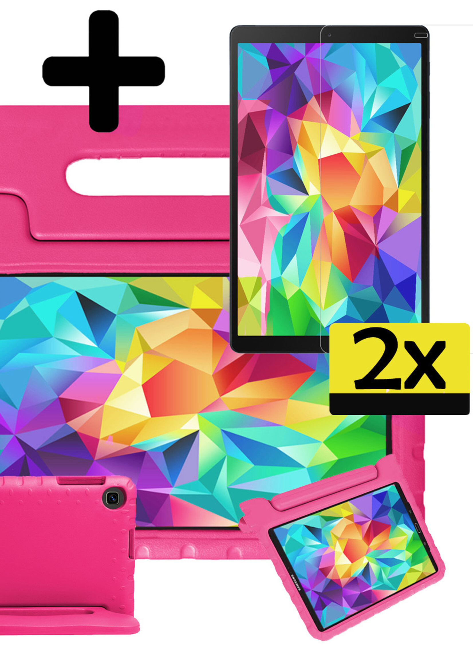 LUQ Hoes Geschikt voor Samsung Galaxy Tab A 10.1 2019 Hoes Kinder Hoesje Kids Case Kinderhoes Shockproof Met 2x Screenprotector - Hoesje Geschikt voor Samsung Tab A 10.1 2019 Hoesje Kidscase - Roze