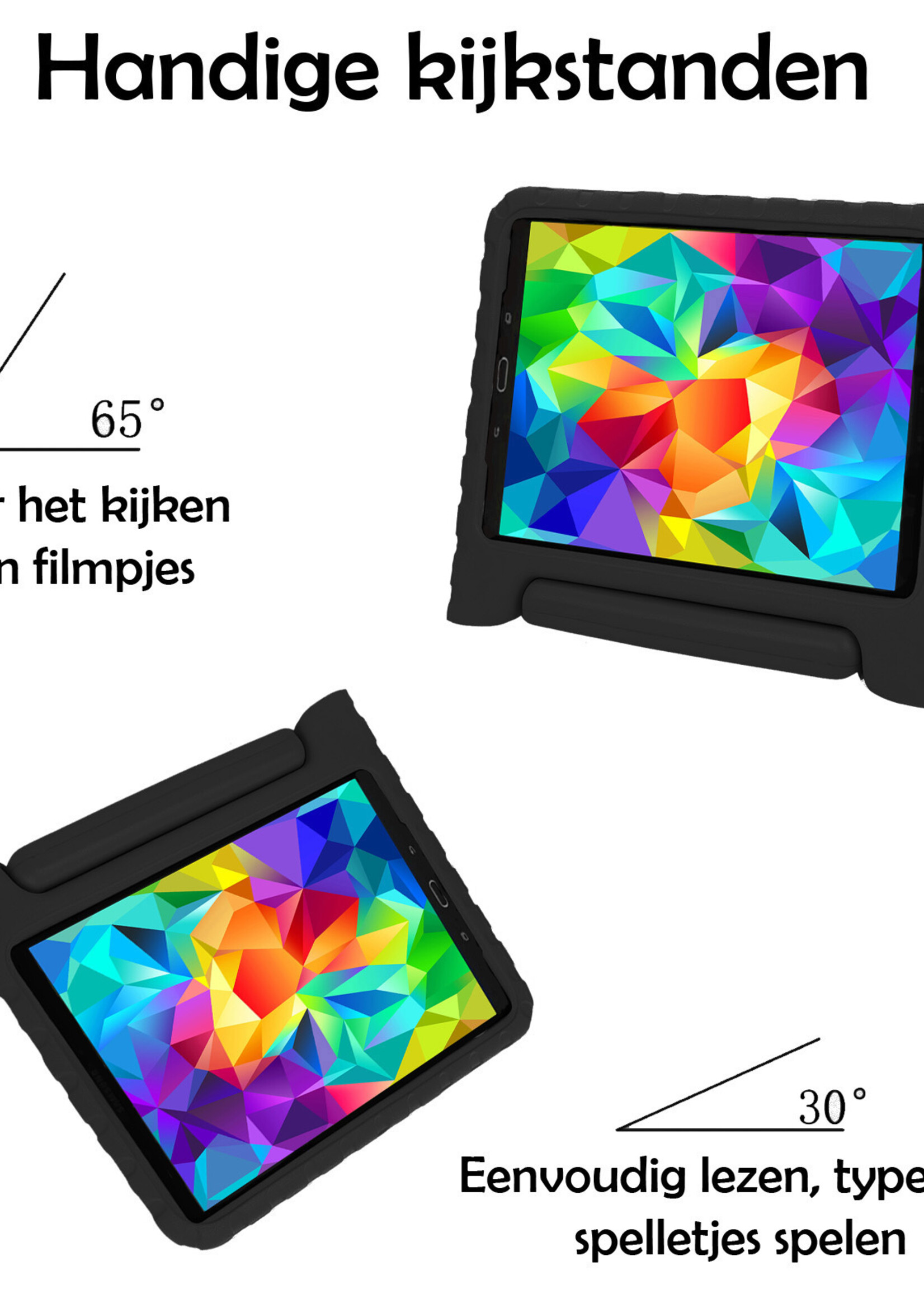 LUQ Hoes Geschikt voor Samsung Galaxy Tab A 10.1 2019 Hoes Kinder Hoesje Kids Case Kinderhoes Shockproof Met 2x Screenprotector - Hoesje Geschikt voor Samsung Tab A 10.1 2019 Hoesje Kidscase - Zwart