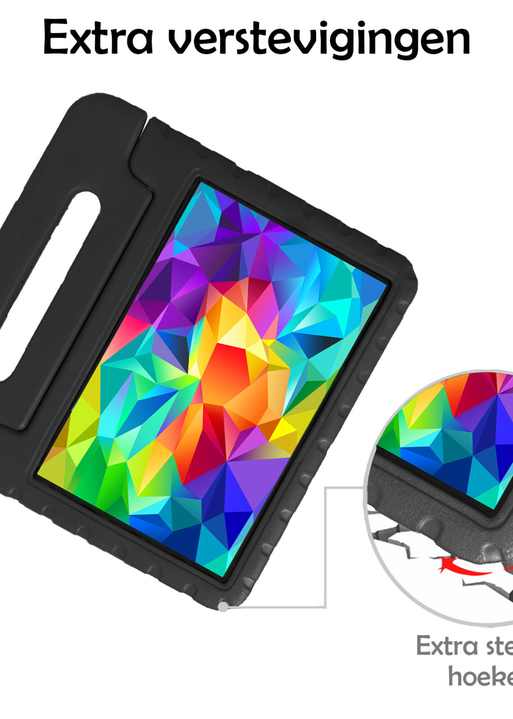 LUQ Hoes Geschikt voor Samsung Galaxy Tab A 10.1 2019 Hoes Kinder Hoesje Kids Case Kinderhoes Shockproof Met 2x Screenprotector - Hoesje Geschikt voor Samsung Tab A 10.1 2019 Hoesje Kidscase - Zwart