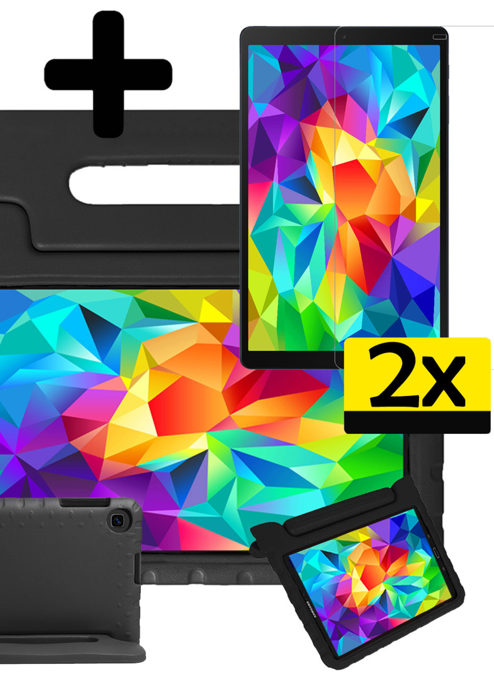LUQ Hoes Geschikt voor Samsung Galaxy Tab A 10.1 2019 Hoes Kinder Hoesje Kids Case Kinderhoes Shockproof Met 2x Screenprotector - Hoesje Geschikt voor Samsung Tab A 10.1 2019 Hoesje Kidscase - Zwart