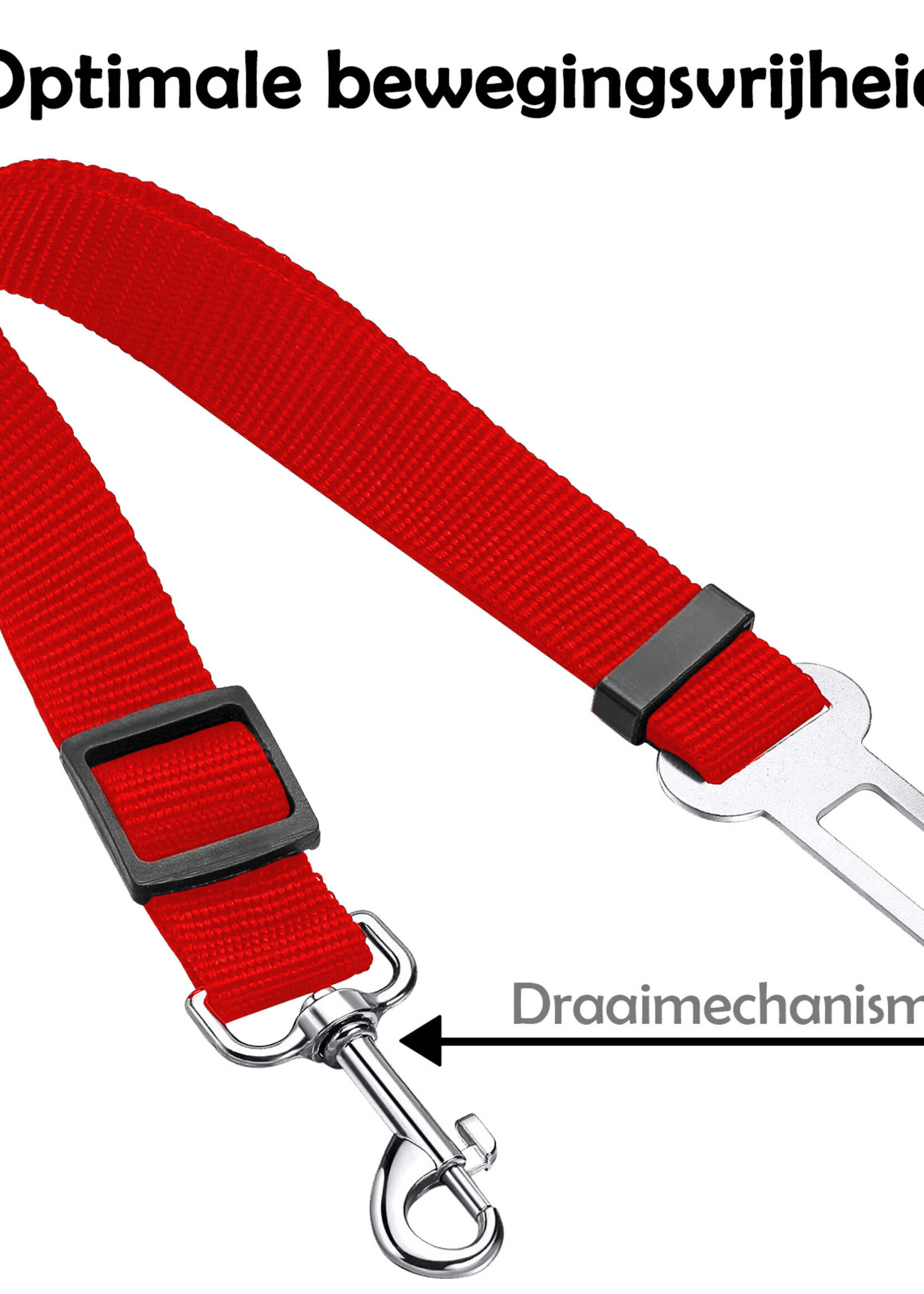 LUQ Honden Autogordel Verstelbaar Hondenriem Autogordel Universele Hondengordel - Rood