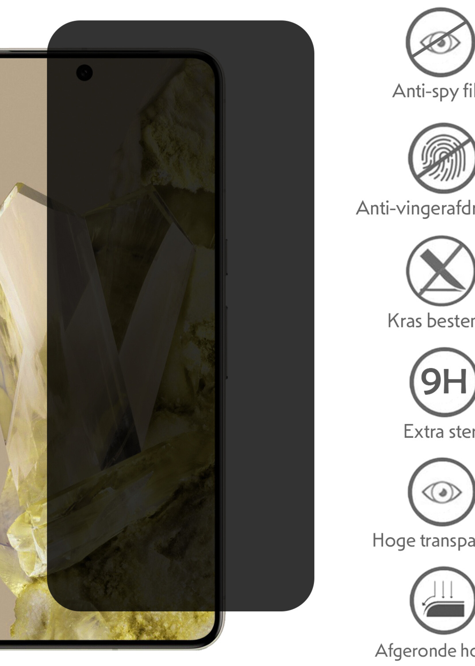 LUQ Screenprotector Geschikt voor Google Pixel 8 Pro Privacy Screenprotector Bescherm Glas - Privacy Screenprotector Geschikt voor Google Pixel 8 Pro Screenprotector Glas - 2 Stuks