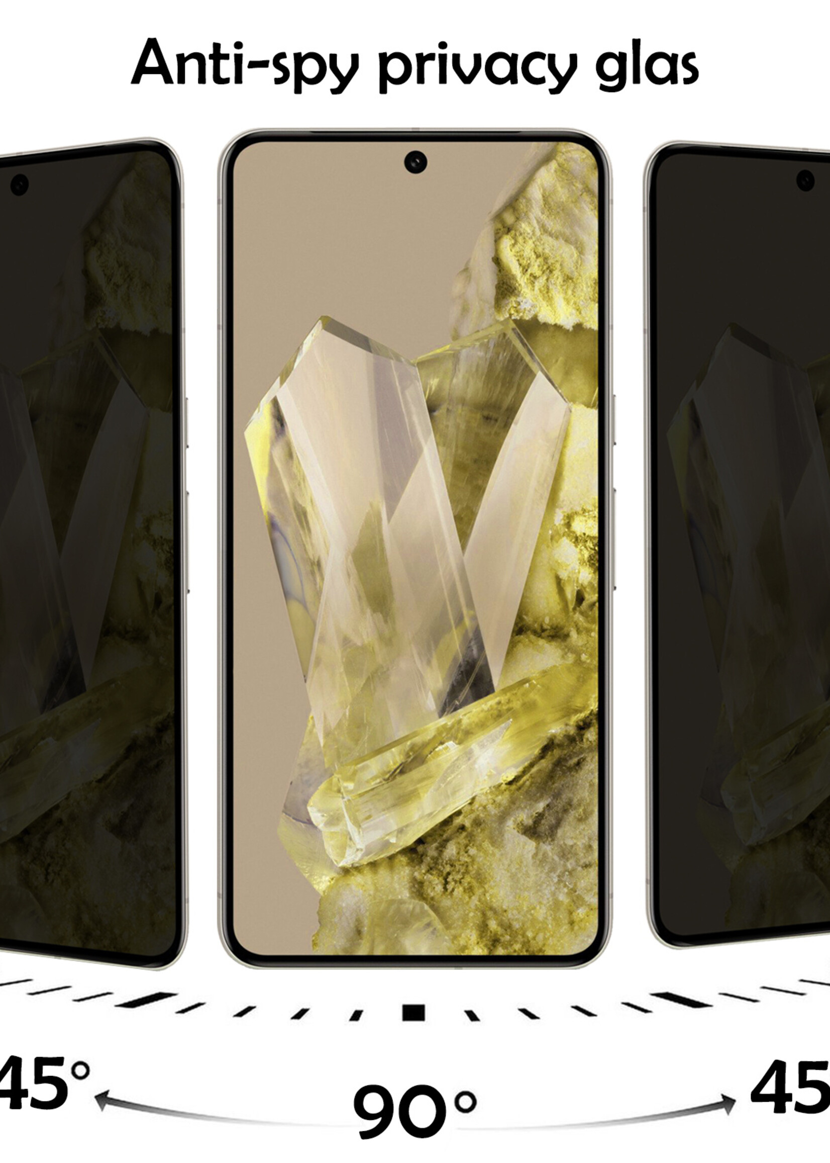 LUQ Screenprotector Geschikt voor Google Pixel 8 Pro Privacy Screenprotector Bescherm Glas - Privacy Screenprotector Geschikt voor Google Pixel 8 Pro Screenprotector Glas - 2 Stuks