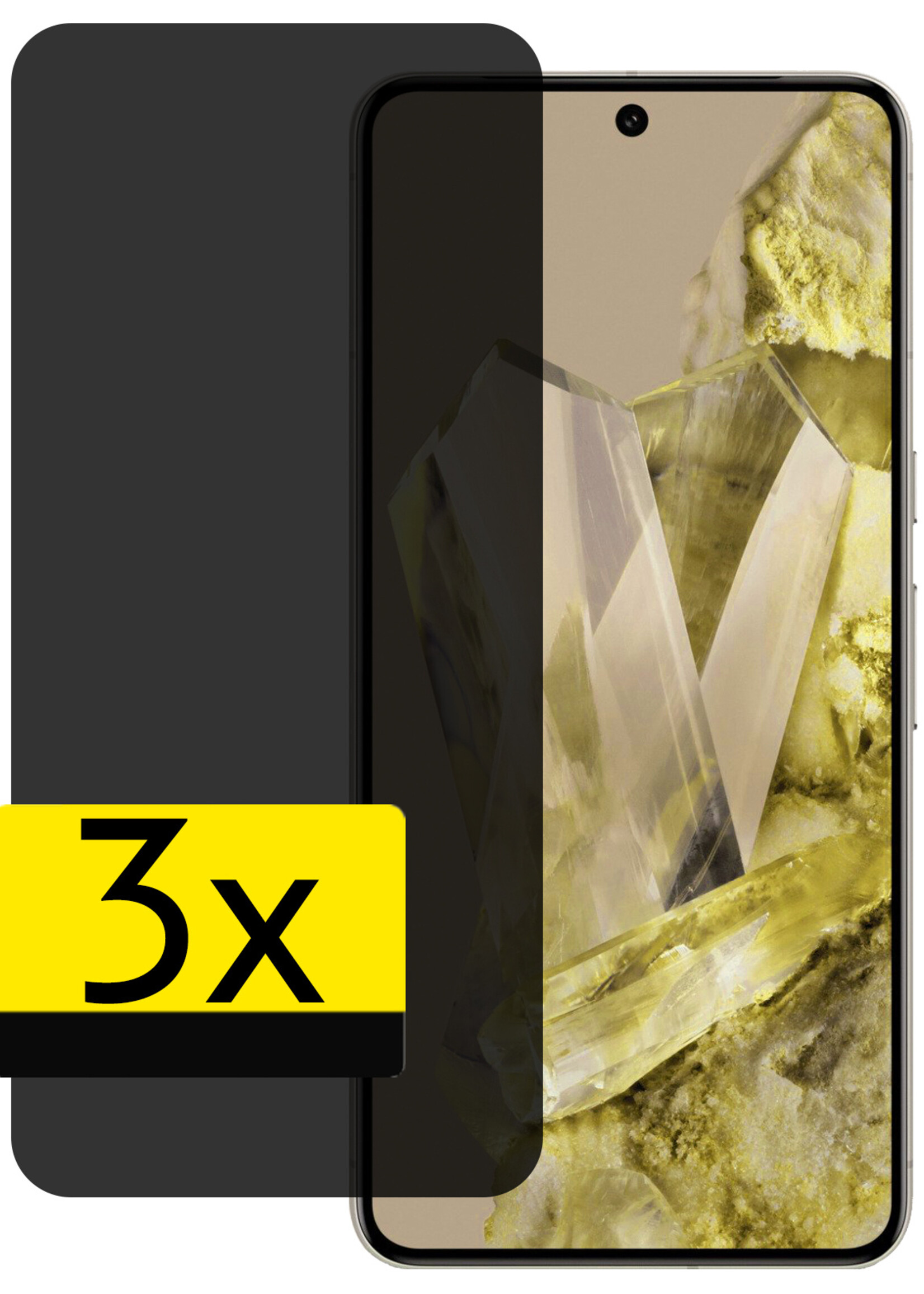 LUQ Screenprotector Geschikt voor Google Pixel 8 Pro Privacy Screenprotector Bescherm Glas - Privacy Screenprotector Geschikt voor Google Pixel 8 Pro Screenprotector Glas - 3 Stuks