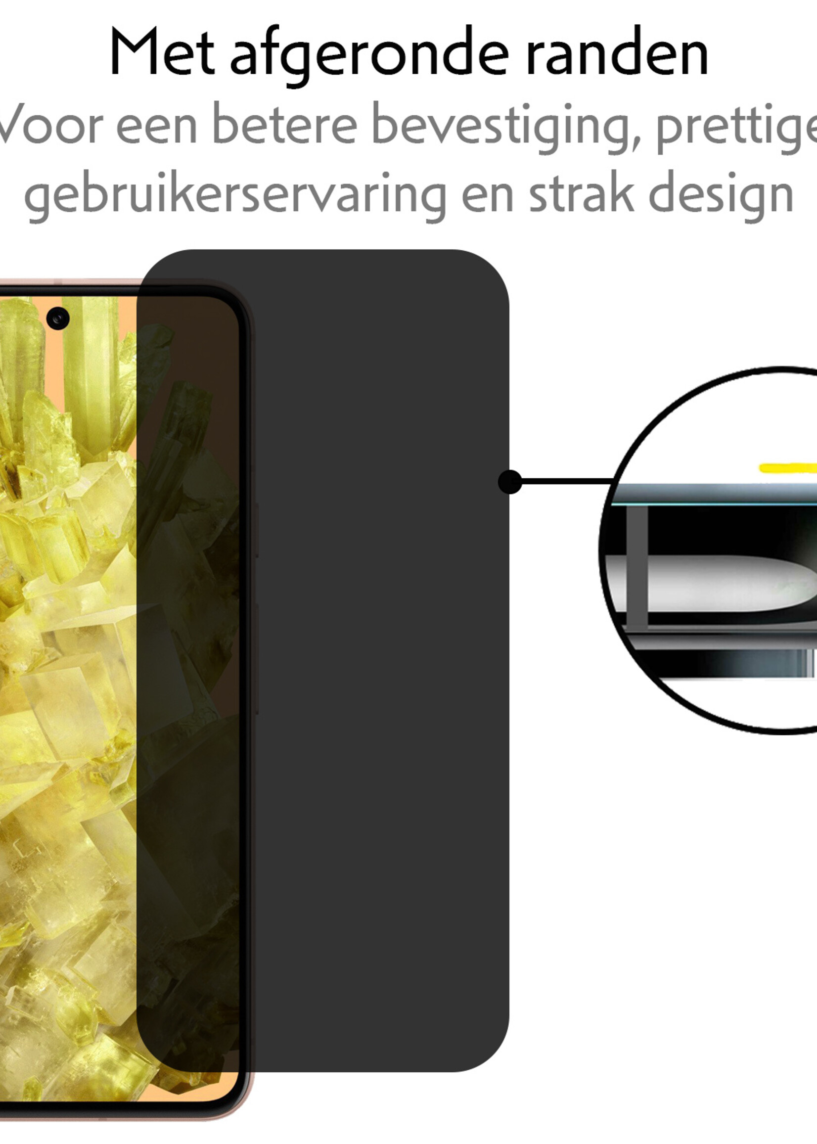 LUQ Screenprotector Geschikt voor Google Pixel 8 Privacy Screenprotector Bescherm Glas - Privacy Screenprotector Geschikt voor Google Pixel 8 Screenprotector Glas - 2 Stuks