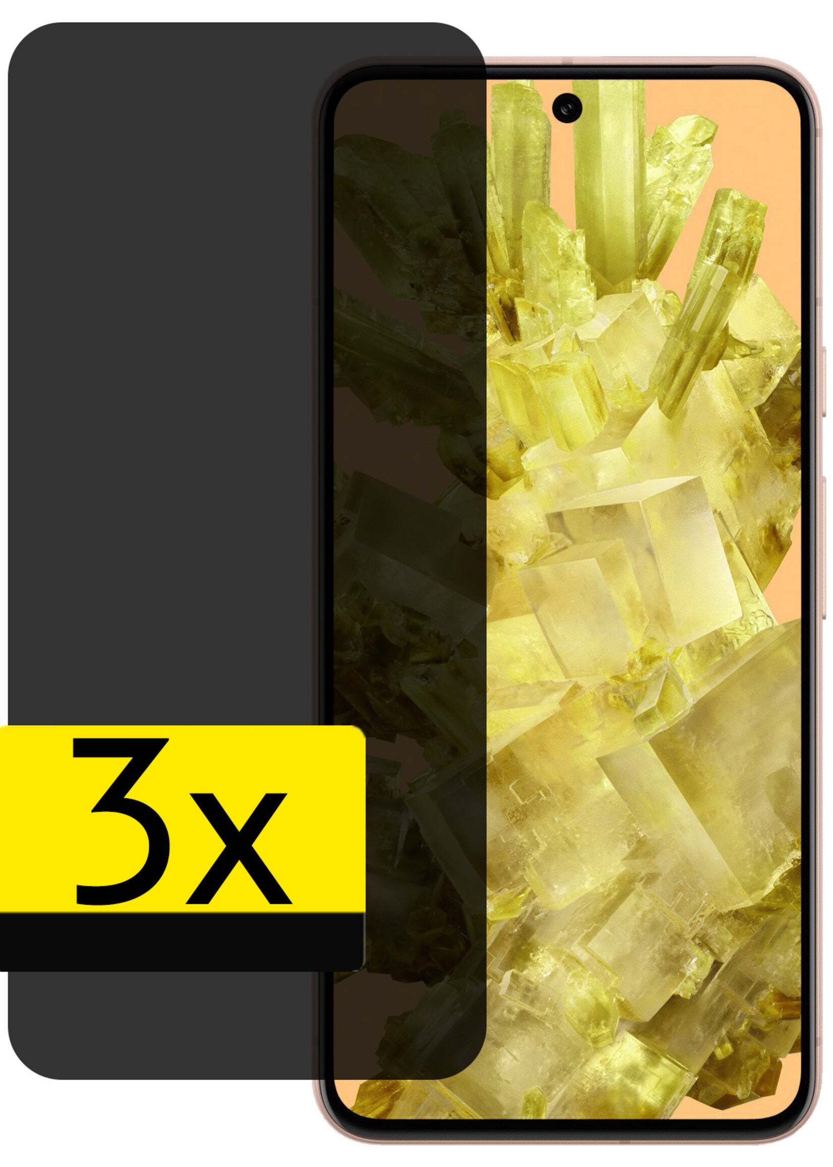 LUQ Screenprotector Geschikt voor Google Pixel 8 Privacy Screenprotector Bescherm Glas - Privacy Screenprotector Geschikt voor Google Pixel 8 Screenprotector Glas - 3 Stuks