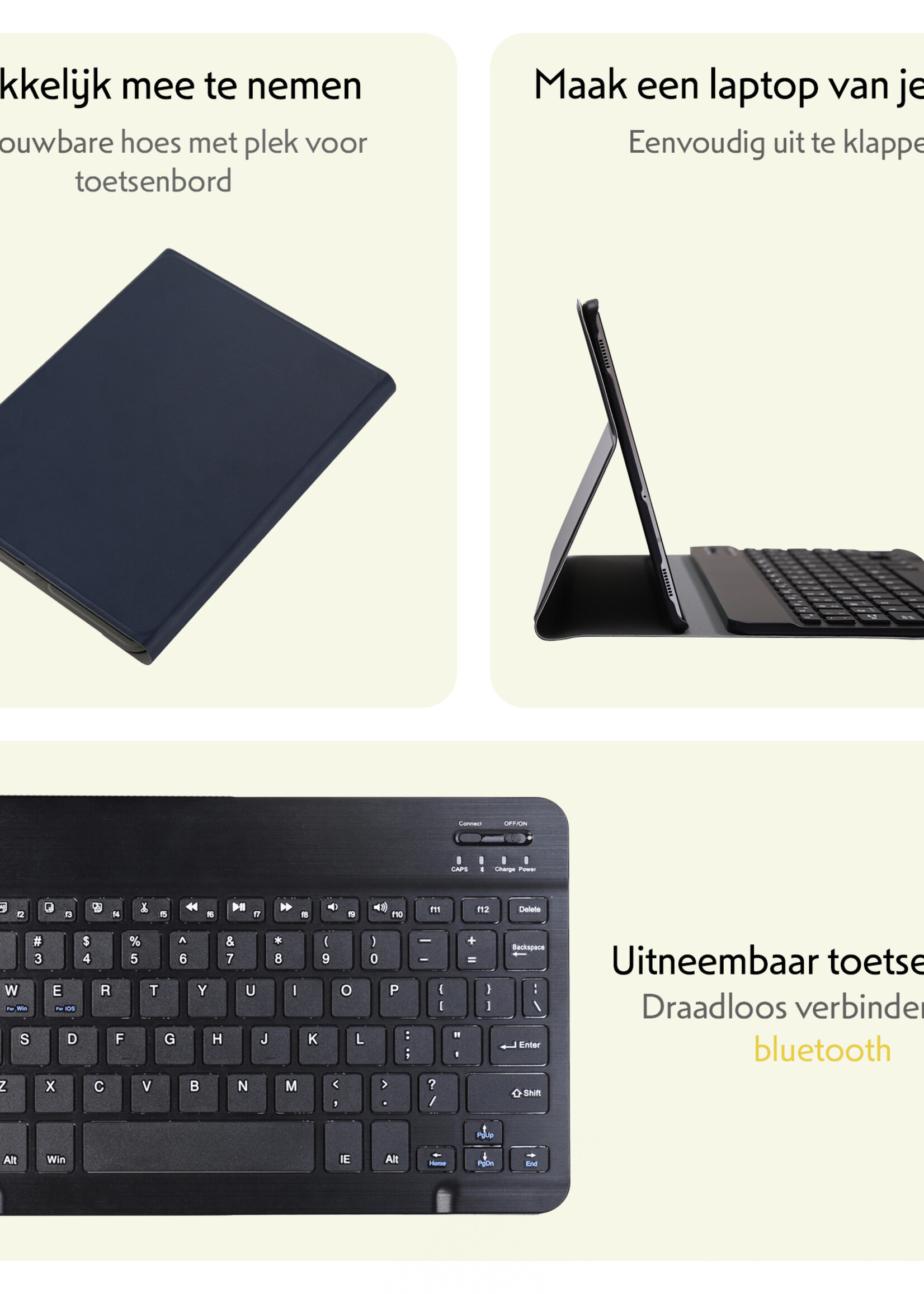 LUQ Hoes Geschikt voor Samsung Galaxy Tab A9 Hoes Keyboard Cover Toetsenbord Hoesje - Hoesje Geschikt voor Samsung Tab A9 Toetsenbord Hoes - Donkerblauw