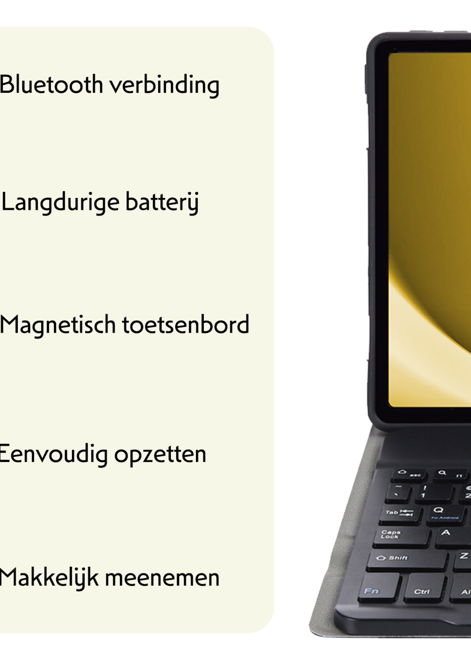 LUQ Hoes Geschikt voor Samsung Galaxy Tab A9 Hoes Keyboard Cover Toetsenbord Hoesje Met Screenprotector - Hoesje Geschikt voor Samsung Tab A9 Toetsenbord Hoes - Zwart