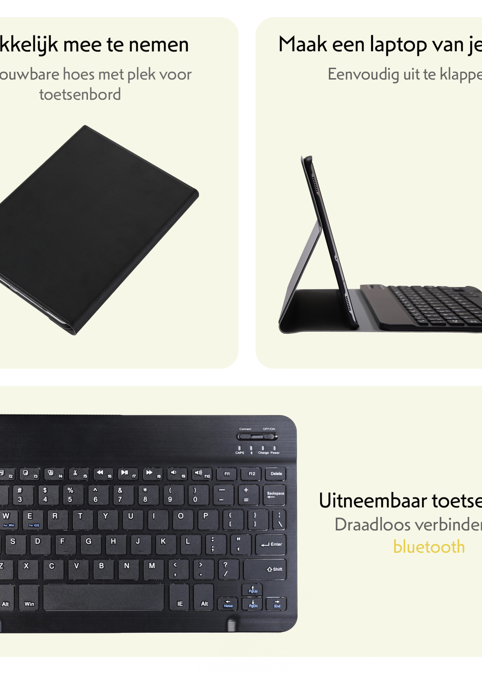 LUQ Hoes Geschikt voor Samsung Galaxy Tab A9 Hoes Keyboard Cover Toetsenbord Hoesje Met Screenprotector - Hoesje Geschikt voor Samsung Tab A9 Toetsenbord Hoes - Zwart