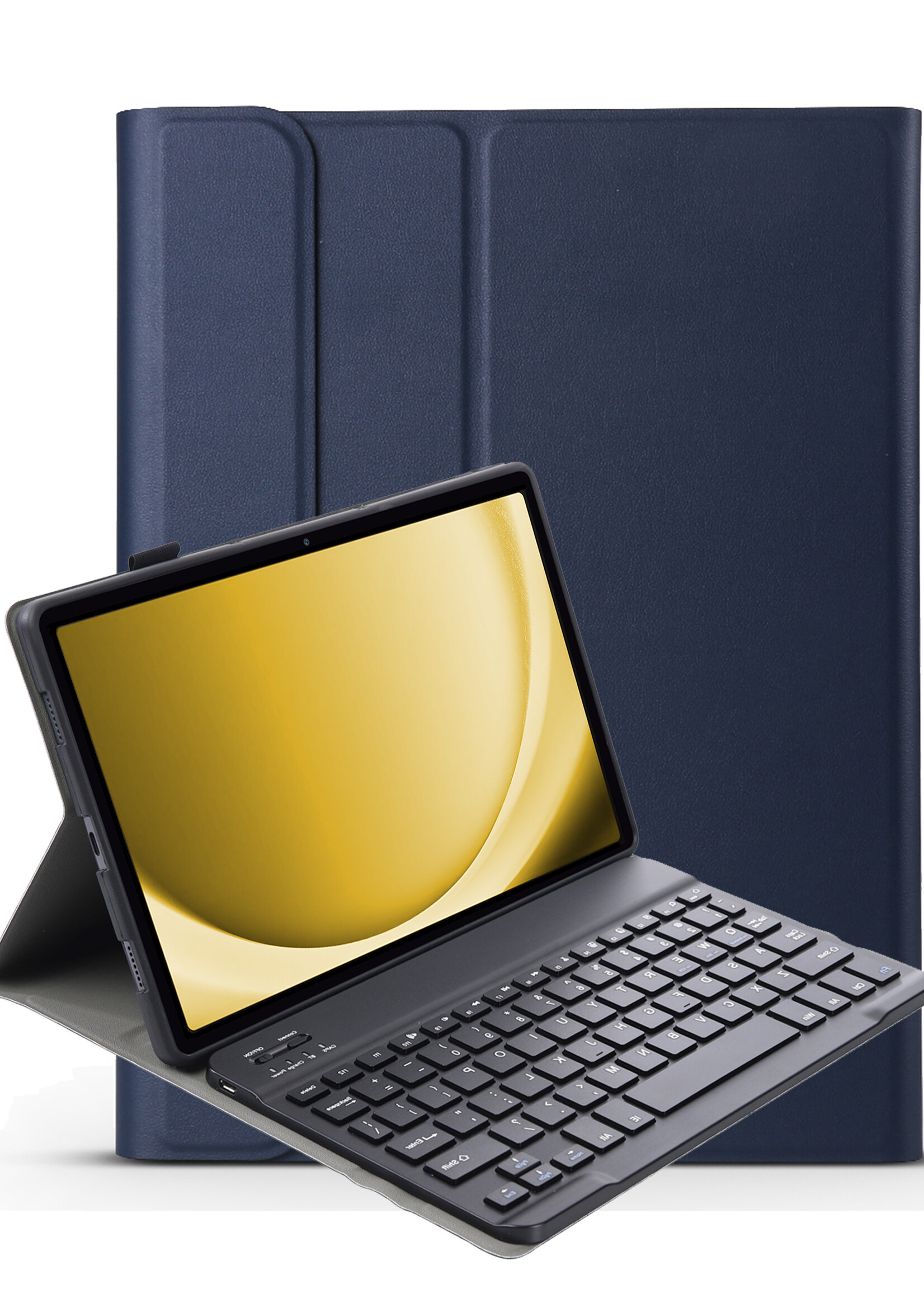 LUQ Hoes Geschikt voor Samsung Galaxy Tab A9 Plus Hoes Keyboard Cover Toetsenbord Hoesje - Hoesje Geschikt voor Samsung Tab A9 Plus Toetsenbord Hoes - Donkerblauw