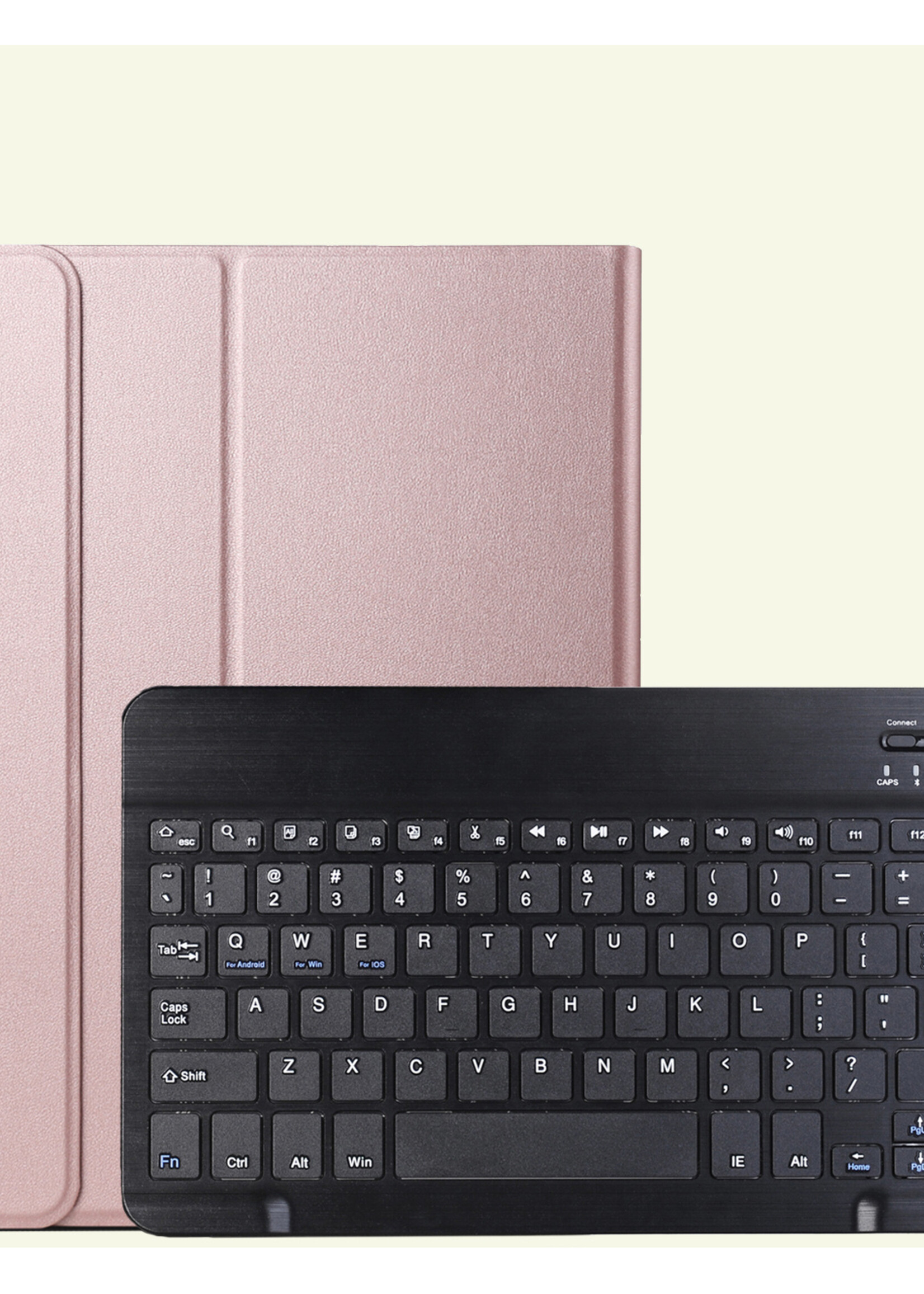 LUQ Hoes Geschikt voor Samsung Galaxy Tab A9 Plus Hoes Keyboard Cover Toetsenbord Hoesje Met Screenprotector - Hoesje Geschikt voor Samsung Tab A9 Plus Toetsenbord Hoes - Rosé goud