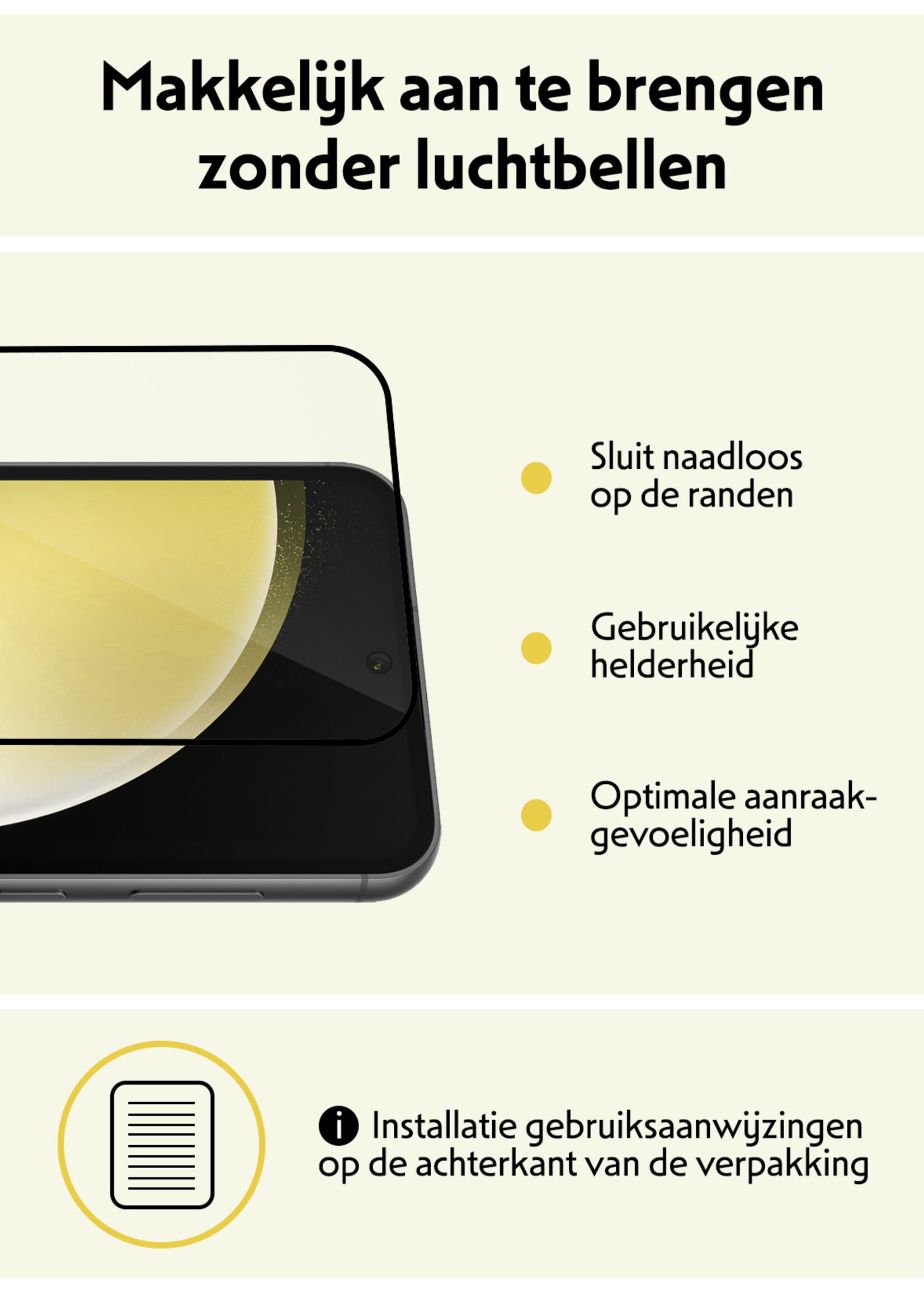 LUQ Screenprotector Geschikt voor Samsung S23 FE Screenprotector Glas Full Cover - Screenprotector Geschikt voor Samsung Galaxy S23 FE Screenprotector Full Cover