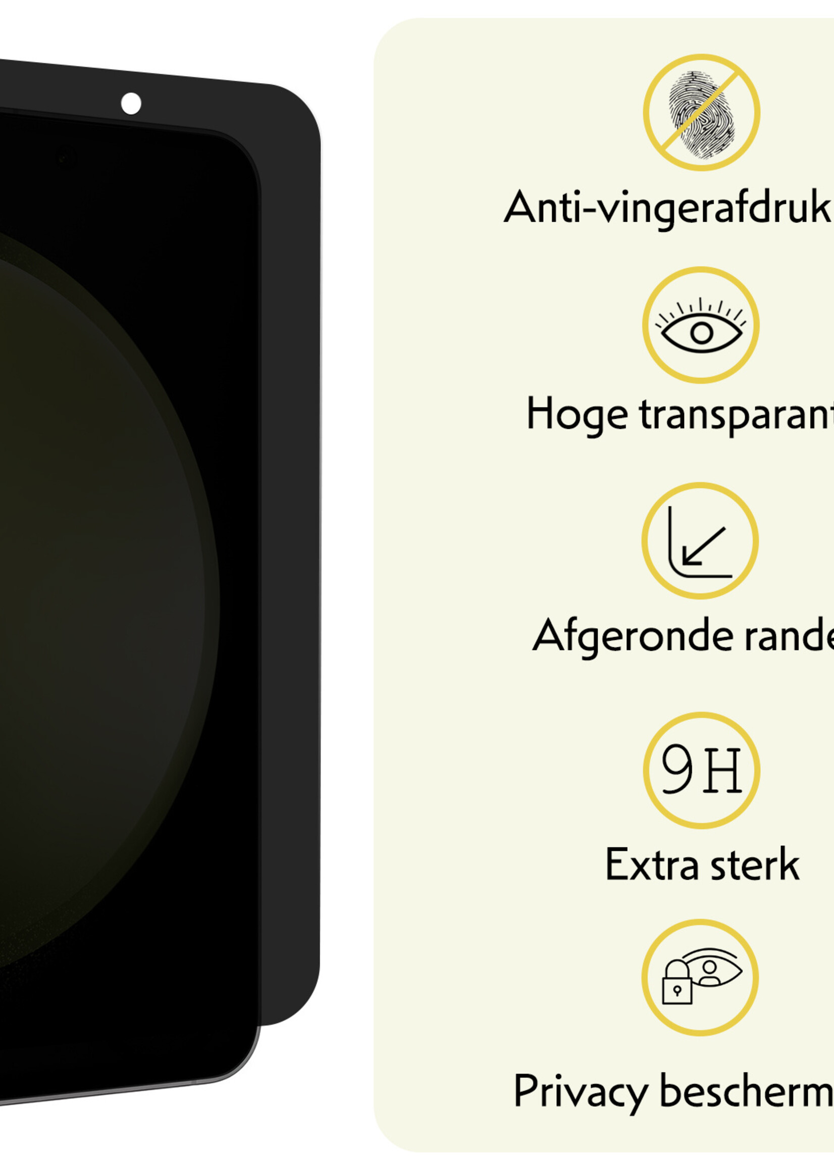 LUQ Screenprotector Geschikt voor Samsung S23 FE Privacy Screenprotector Bescherm Glas - Privacy Screenprotector Geschikt voor Samsung Galaxy S23 FE Screenprotector Glas