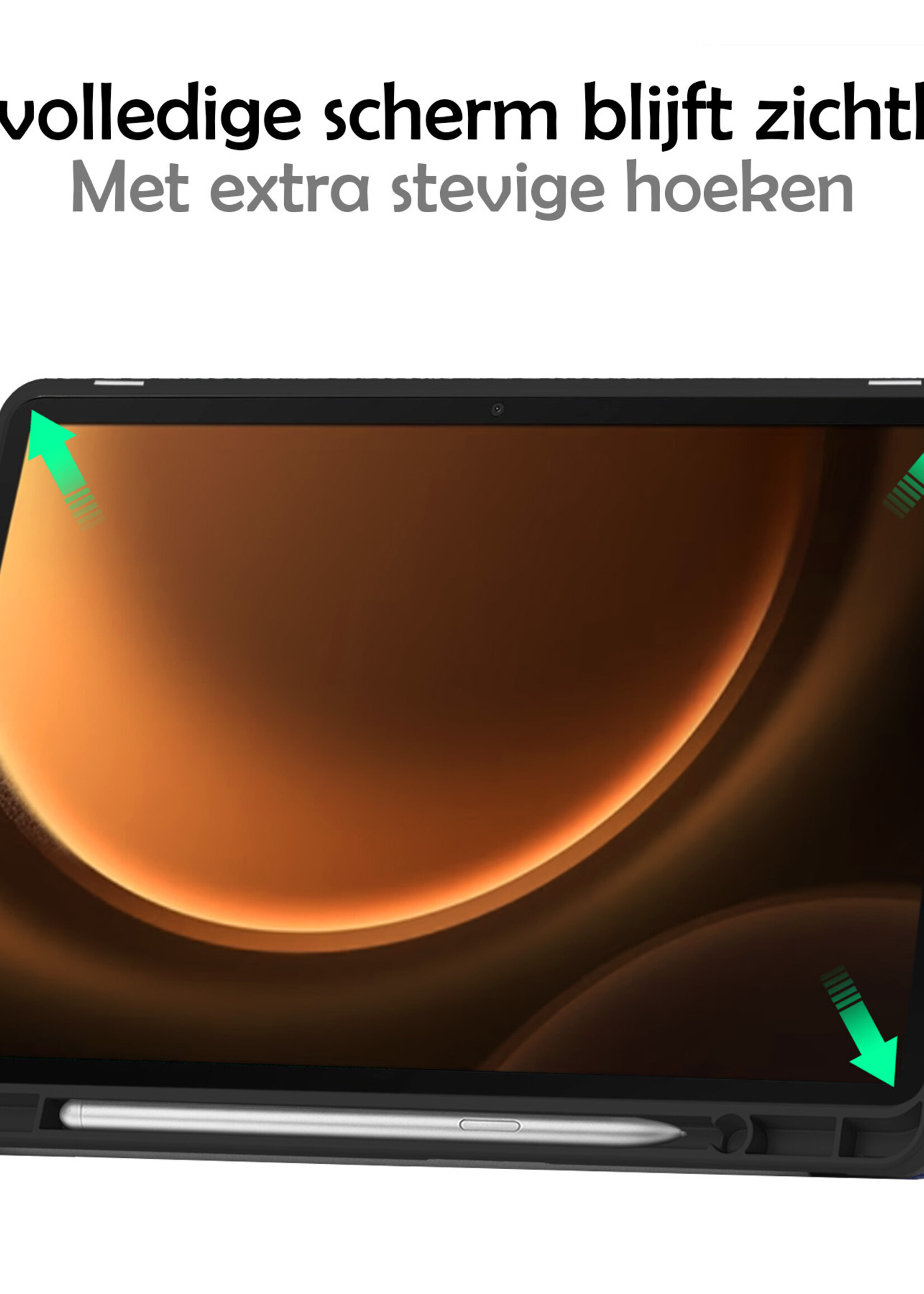 LUQ Hoes Geschikt voor Samsung Galaxy Tab S9 FE Hoes Luxe Hoesje Case Met Uitsparing Geschikt voor S Pen - Hoesje Geschikt voor Samsung Tab S9 FE Hoes Cover - Donkerblauw