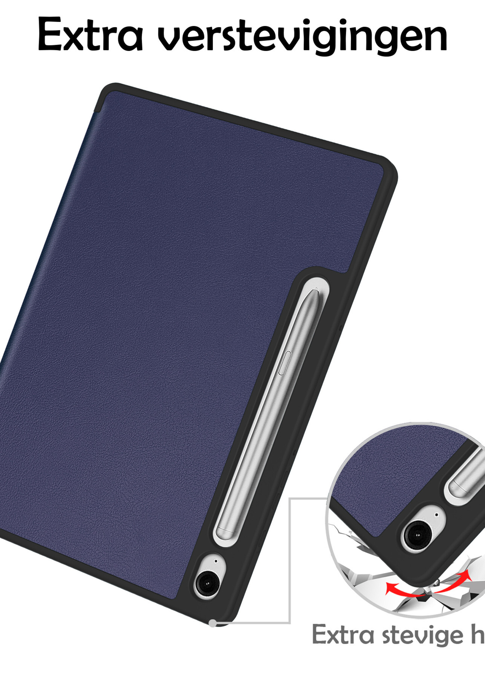 LUQ Hoes Geschikt voor Samsung Galaxy Tab S9 FE Hoes Luxe Hoesje Case Met Uitsparing Geschikt voor S Pen - Hoesje Geschikt voor Samsung Tab S9 FE Hoes Cover - Donkerblauw
