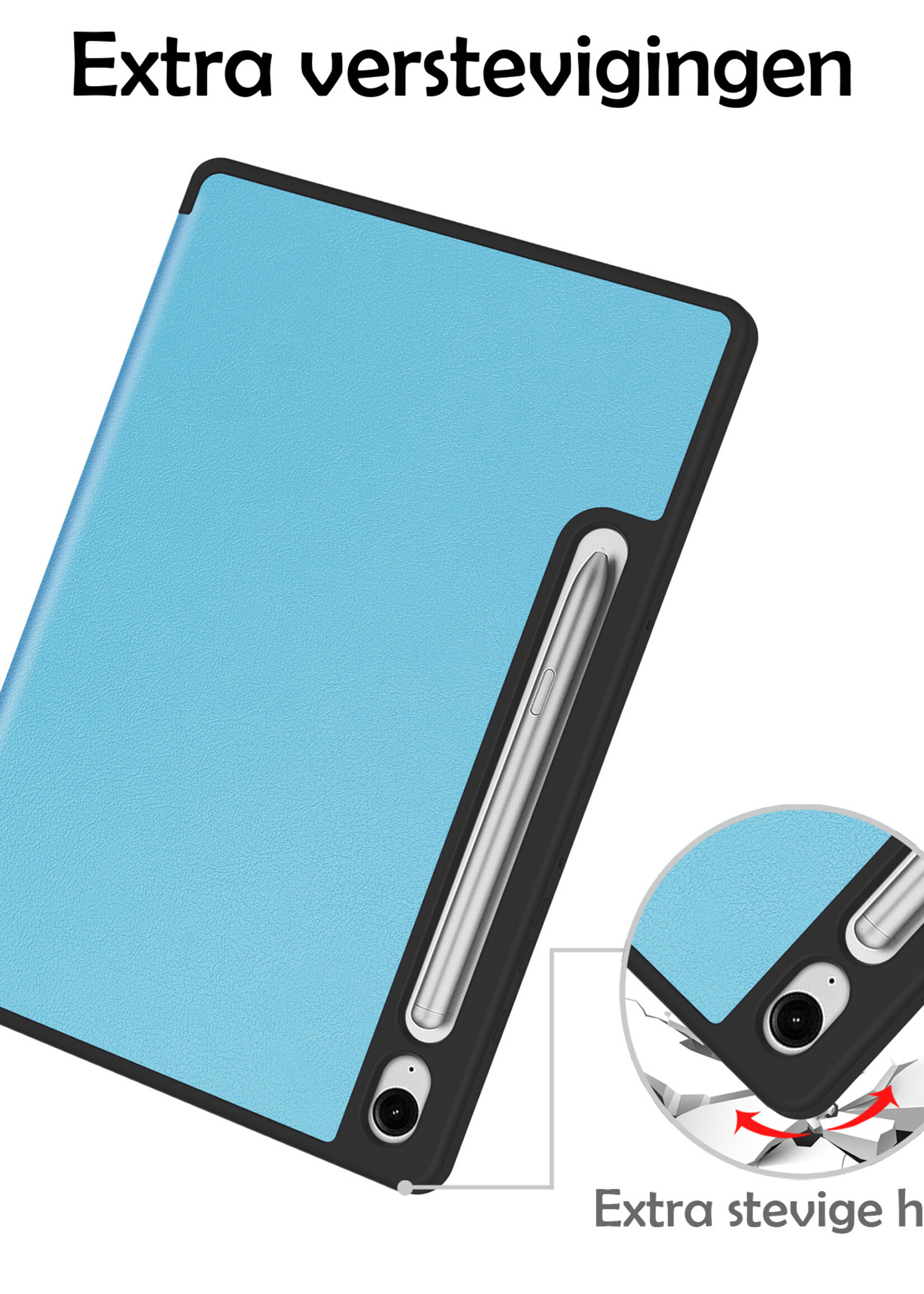 LUQ Hoes Geschikt voor Samsung Galaxy Tab S9 FE Hoes Luxe Hoesje Case Met Uitsparing Geschikt voor S Pen - Hoesje Geschikt voor Samsung Tab S9 FE Hoes Cover - Lichtblauw