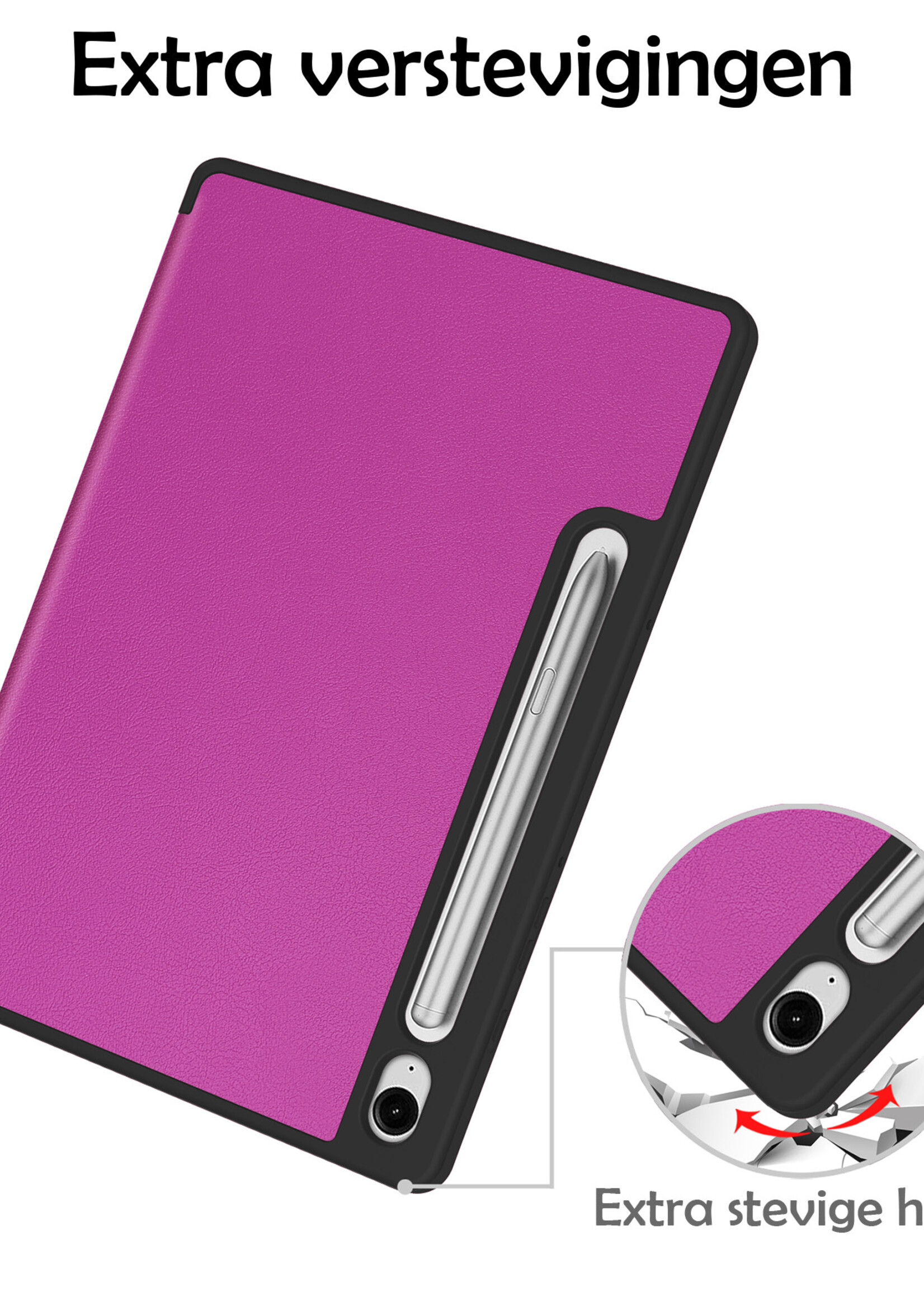 LUQ Hoes Geschikt voor Samsung Galaxy Tab S9 FE Hoes Luxe Hoesje Case Met Uitsparing Geschikt voor S Pen - Hoesje Geschikt voor Samsung Tab S9 FE Hoes Cover - Paars