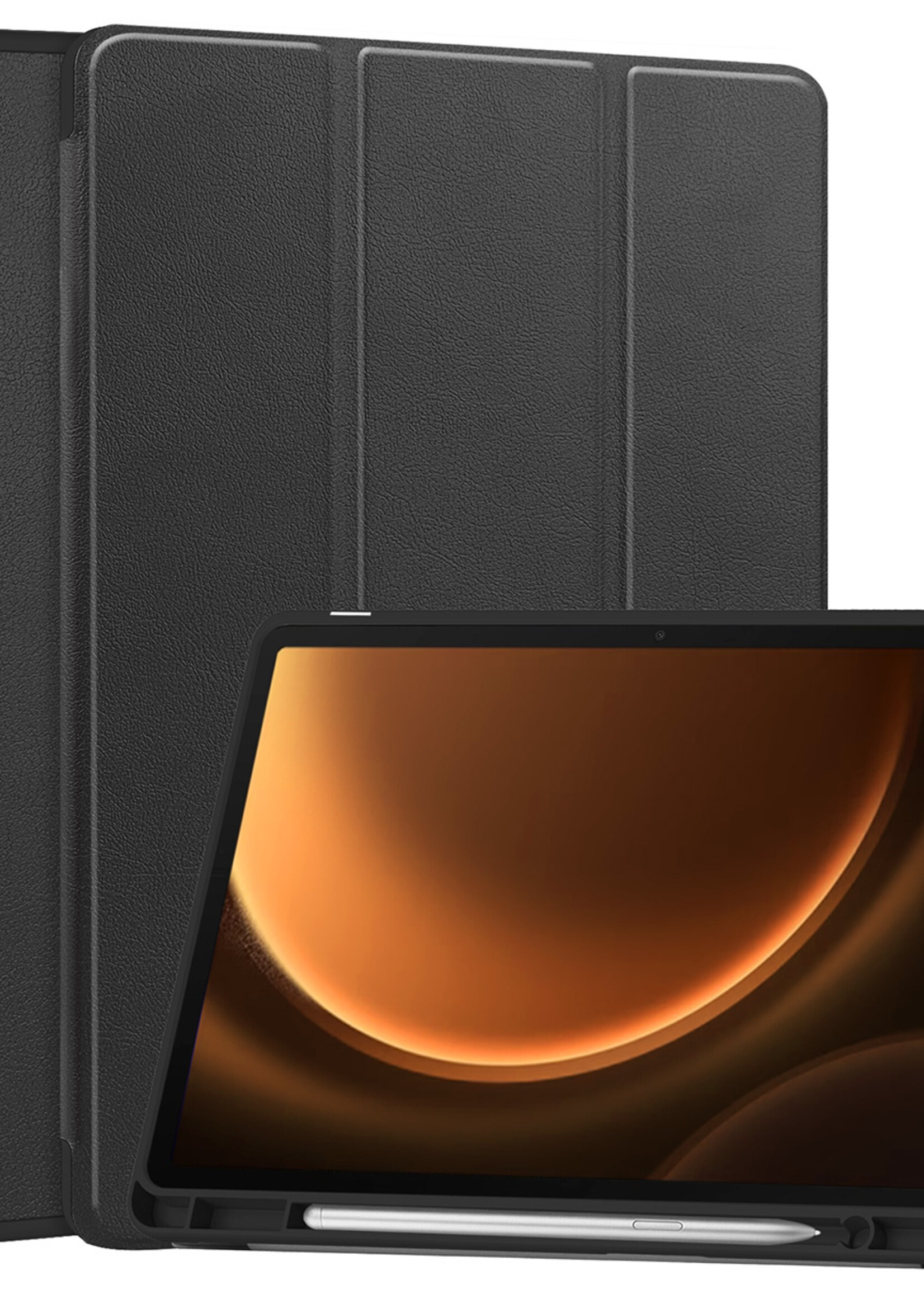 LUQ Hoes Geschikt voor Samsung Galaxy Tab S9 FE Hoes Luxe Hoesje Case Met Uitsparing Geschikt voor S Pen - Hoesje Geschikt voor Samsung Tab S9 FE Hoes Cover - Zwart