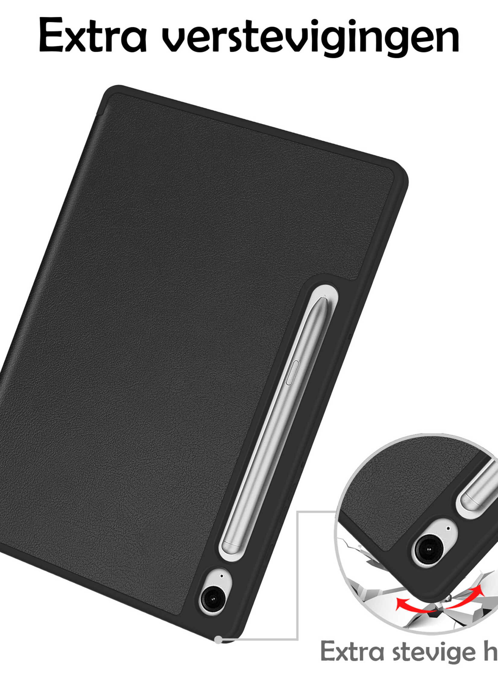 LUQ Hoes Geschikt voor Samsung Galaxy Tab S9 FE Hoes Luxe Hoesje Case Met Uitsparing Geschikt voor S Pen - Hoesje Geschikt voor Samsung Tab S9 FE Hoes Cover - Zwart