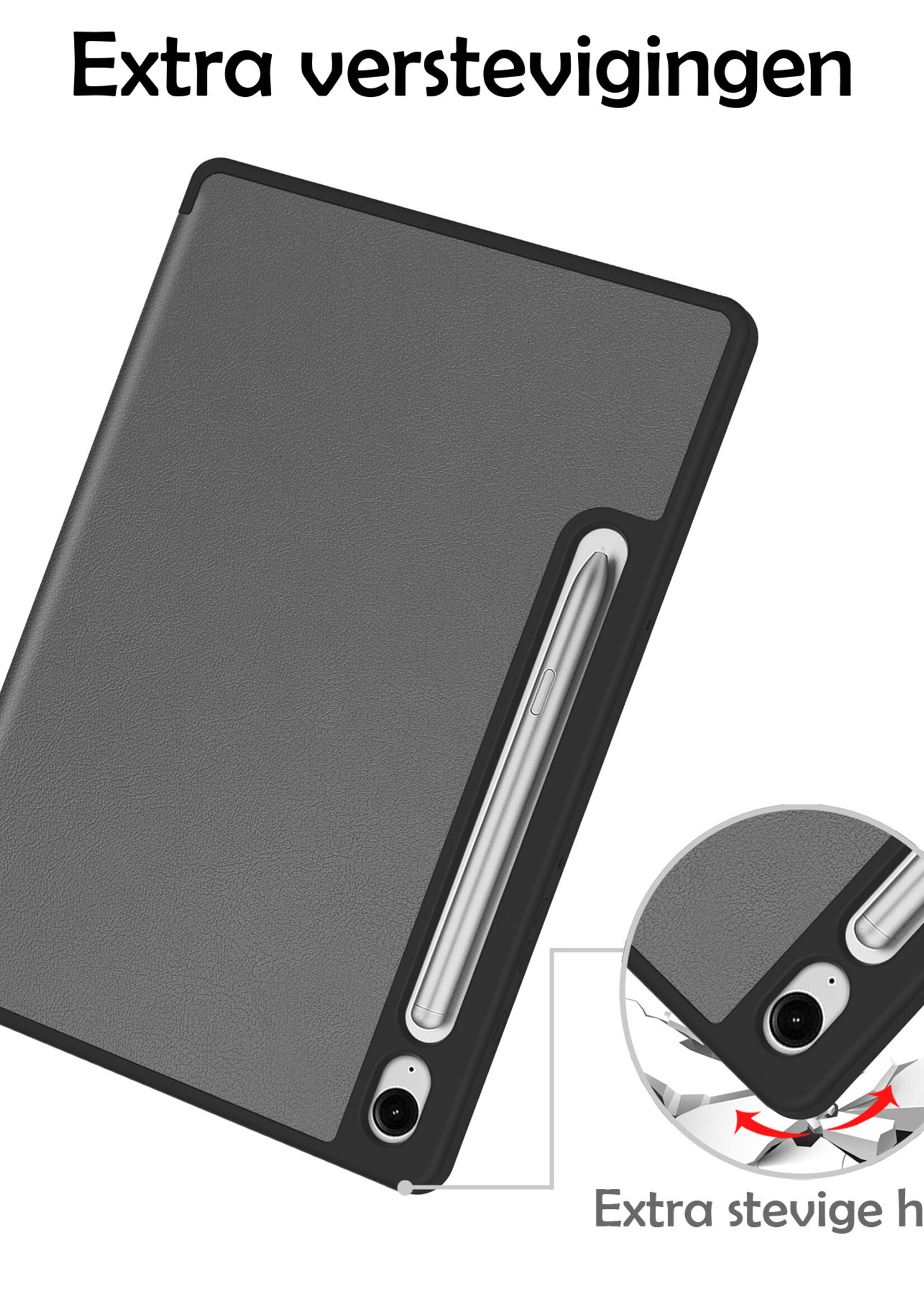 LUQ Hoes Geschikt voor Samsung Galaxy Tab S9 FE Hoes Luxe Hoesje Case Met Uitsparing Geschikt voor S Pen Met Screenprotector - Hoesje Geschikt voor Samsung Tab S9 FE Hoes Cover - Grijs