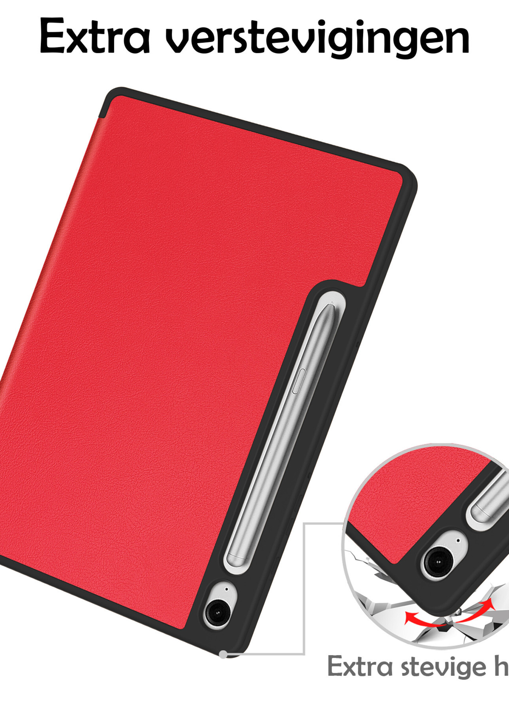 LUQ Hoes Geschikt voor Samsung Galaxy Tab S9 FE Hoes Luxe Hoesje Case Met Uitsparing Geschikt voor S Pen Met Screenprotector - Hoesje Geschikt voor Samsung Tab S9 FE Hoes Cover - Rood