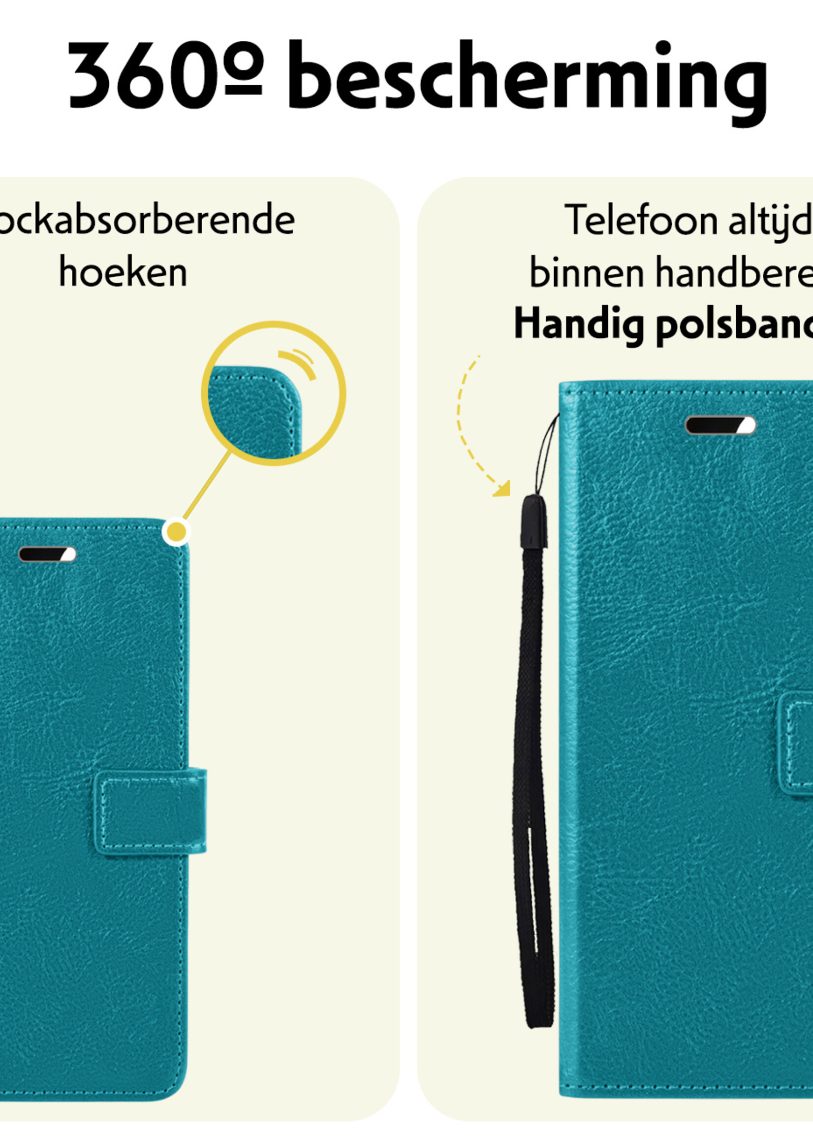 LUQ Hoesje Geschikt voor Samsung S24 Ultra Hoesje Book Case Hoes Wallet Cover - Hoes Geschikt voor Samsung Galaxy S24 Ultra Hoesje Bookcase Hoes - Turquoise