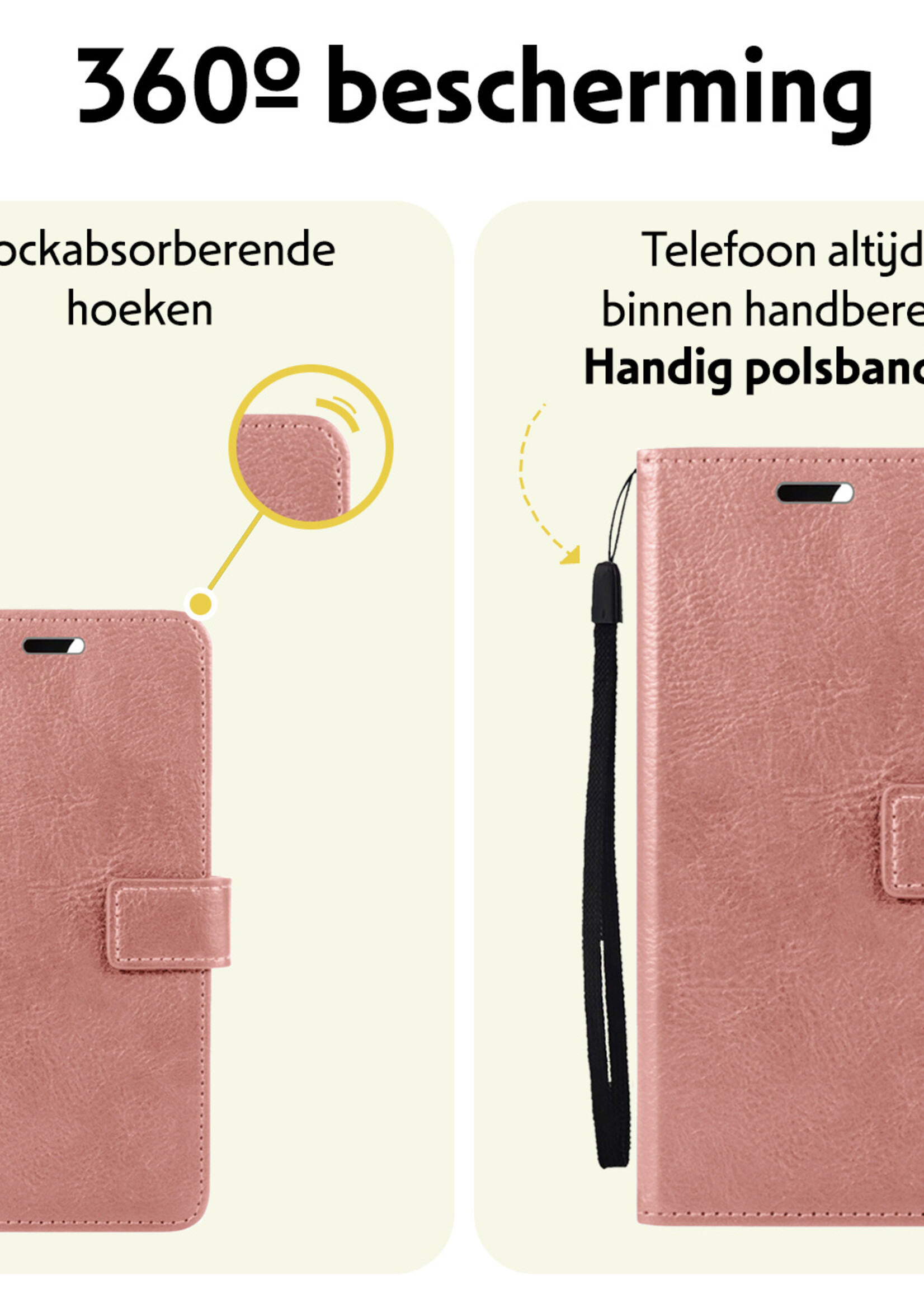 LUQ Hoesje Geschikt voor Samsung S24 Ultra Hoesje Book Case Hoes Wallet Cover - Hoes Geschikt voor Samsung Galaxy S24 Ultra Hoesje Bookcase Hoes - Rosé goud