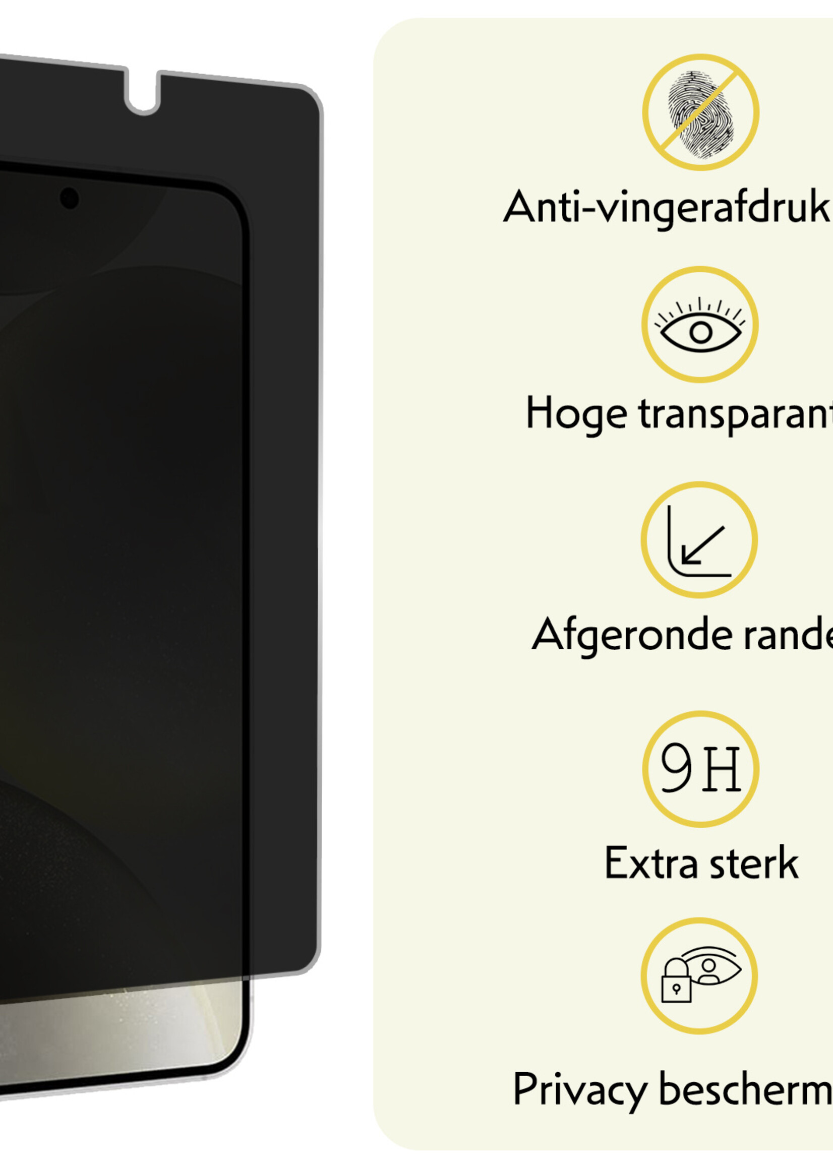 LUQ Screenprotector Geschikt voor Samsung S24 Privacy Screenprotector Bescherm Glas - Privacy Screenprotector Geschikt voor Samsung Galaxy S24 Screenprotector Glas
