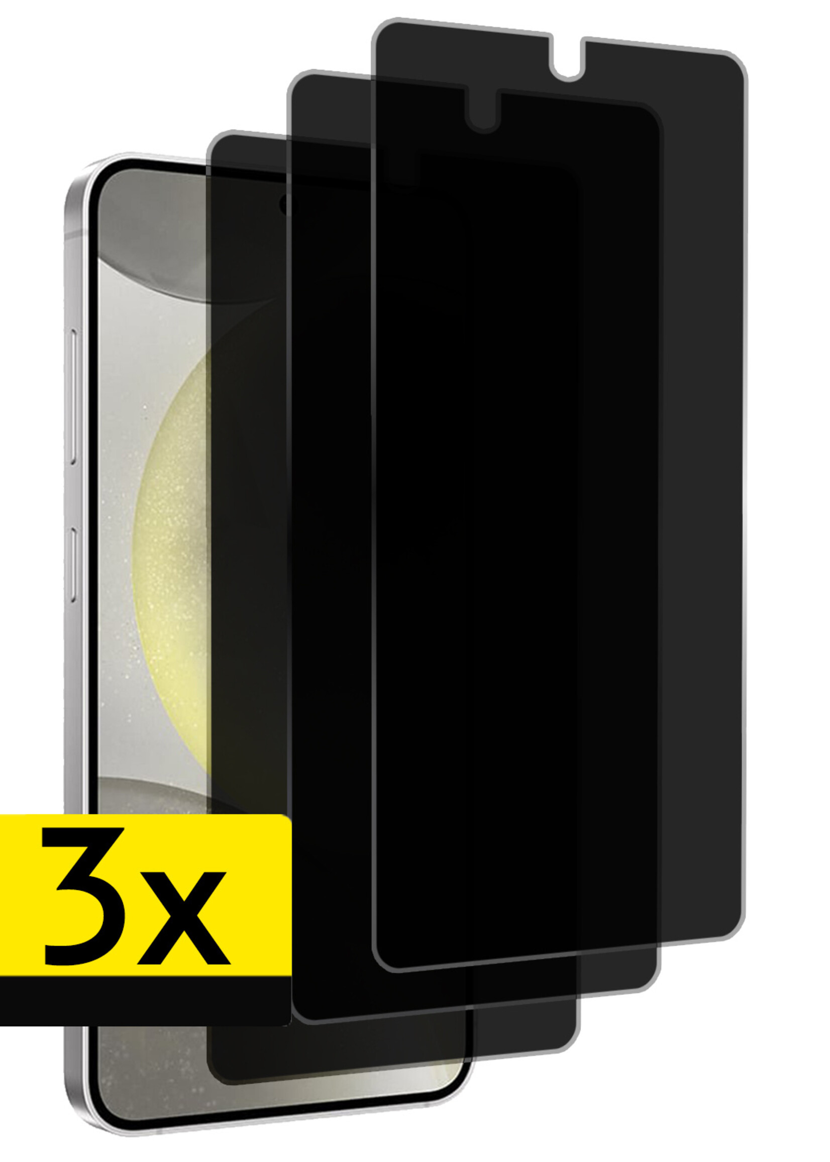 LUQ Screenprotector Geschikt voor Samsung S24 Privacy Screenprotector Bescherm Glas - Privacy Screenprotector Geschikt voor Samsung Galaxy S24 Screenprotector Glas - 3 Stuks