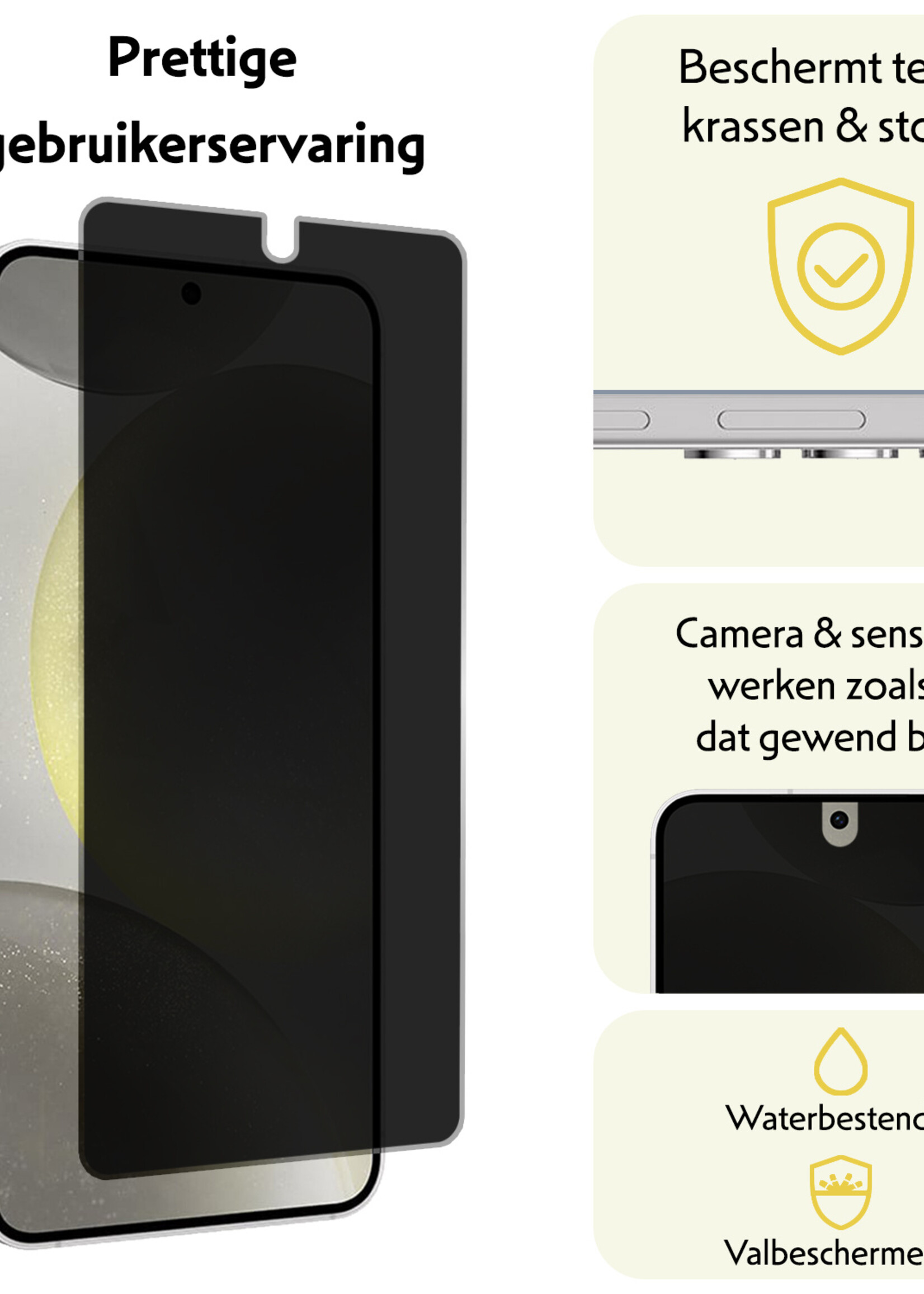 LUQ Screenprotector Geschikt voor Samsung S24 Plus Privacy Screenprotector Bescherm Glas - Privacy Screenprotector Geschikt voor Samsung Galaxy S24 Plus Screenprotector Glas