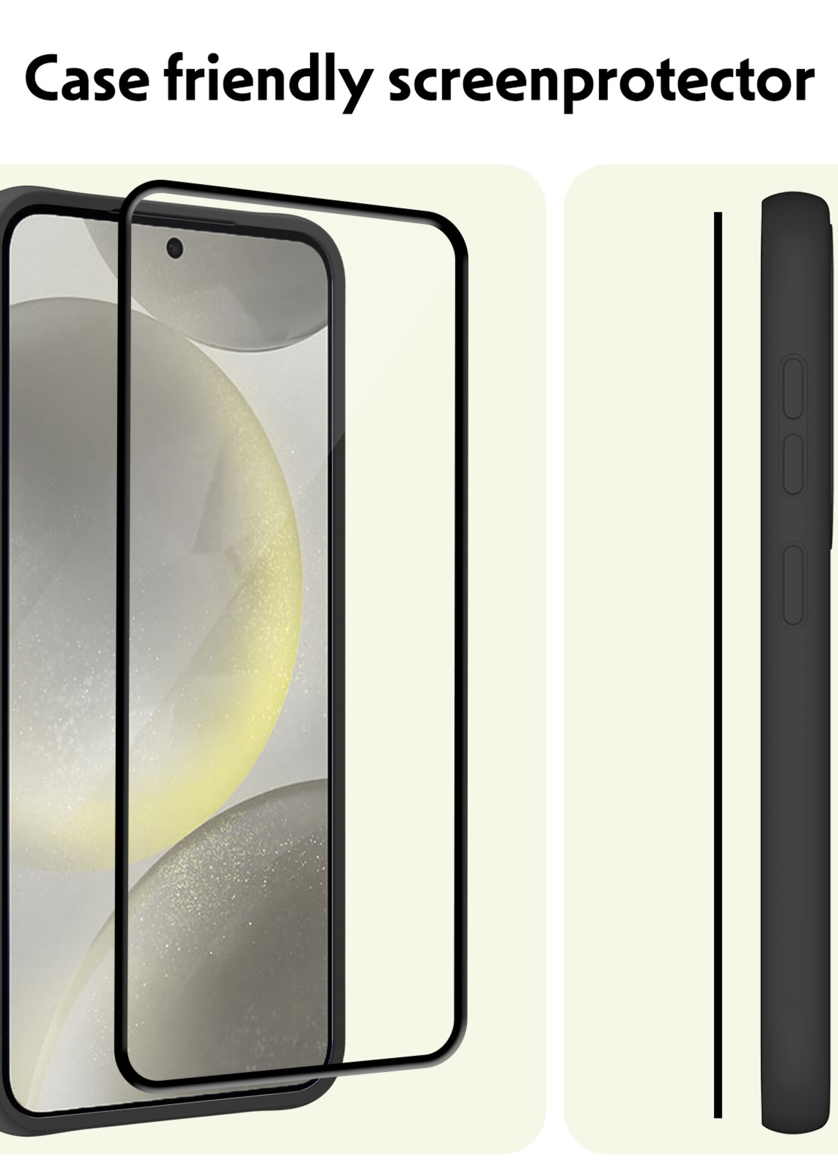 LUQ Screenprotector Geschikt voor Samsung S24 Screenprotector Glas Full Cover - Screenprotector Geschikt voor Samsung Galaxy S24 Screenprotector Full Cover