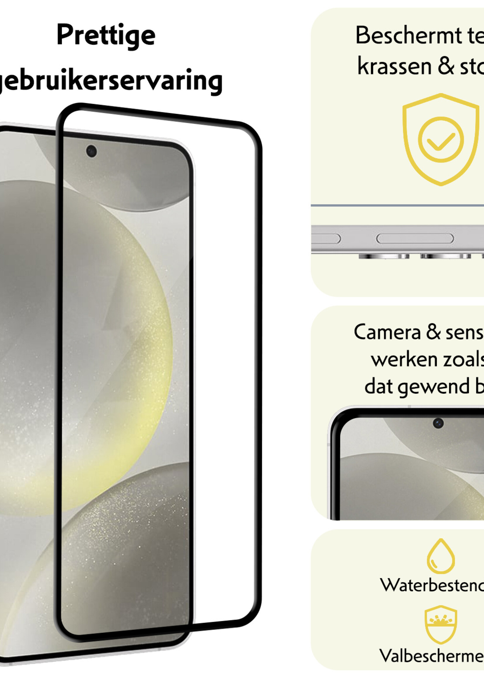 LUQ Screenprotector Geschikt voor Samsung S24 Screenprotector Glas Full Cover - Screenprotector Geschikt voor Samsung Galaxy S24 Screenprotector Full Cover