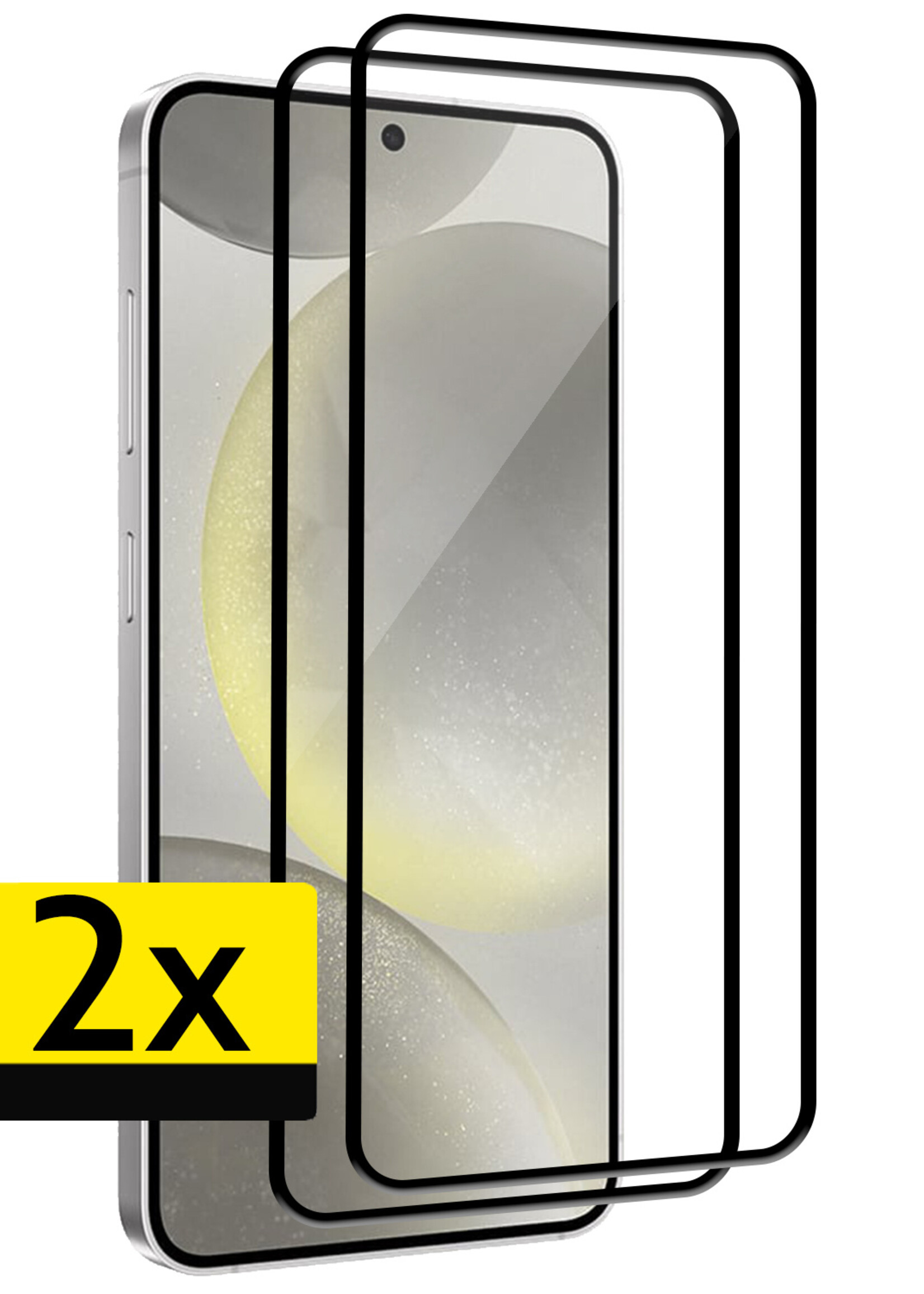 LUQ Screenprotector Geschikt voor Samsung S24 Screenprotector Glas Full Cover - Screenprotector Geschikt voor Samsung Galaxy S24 Screenprotector Full Cover - 2 Stuks