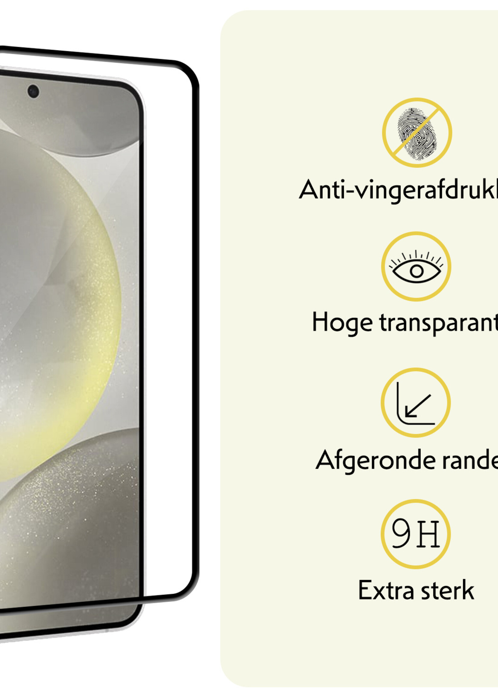 LUQ Screenprotector Geschikt voor Samsung S24 Screenprotector Glas Full Cover - Screenprotector Geschikt voor Samsung Galaxy S24 Screenprotector Full Cover - 3 Stuks