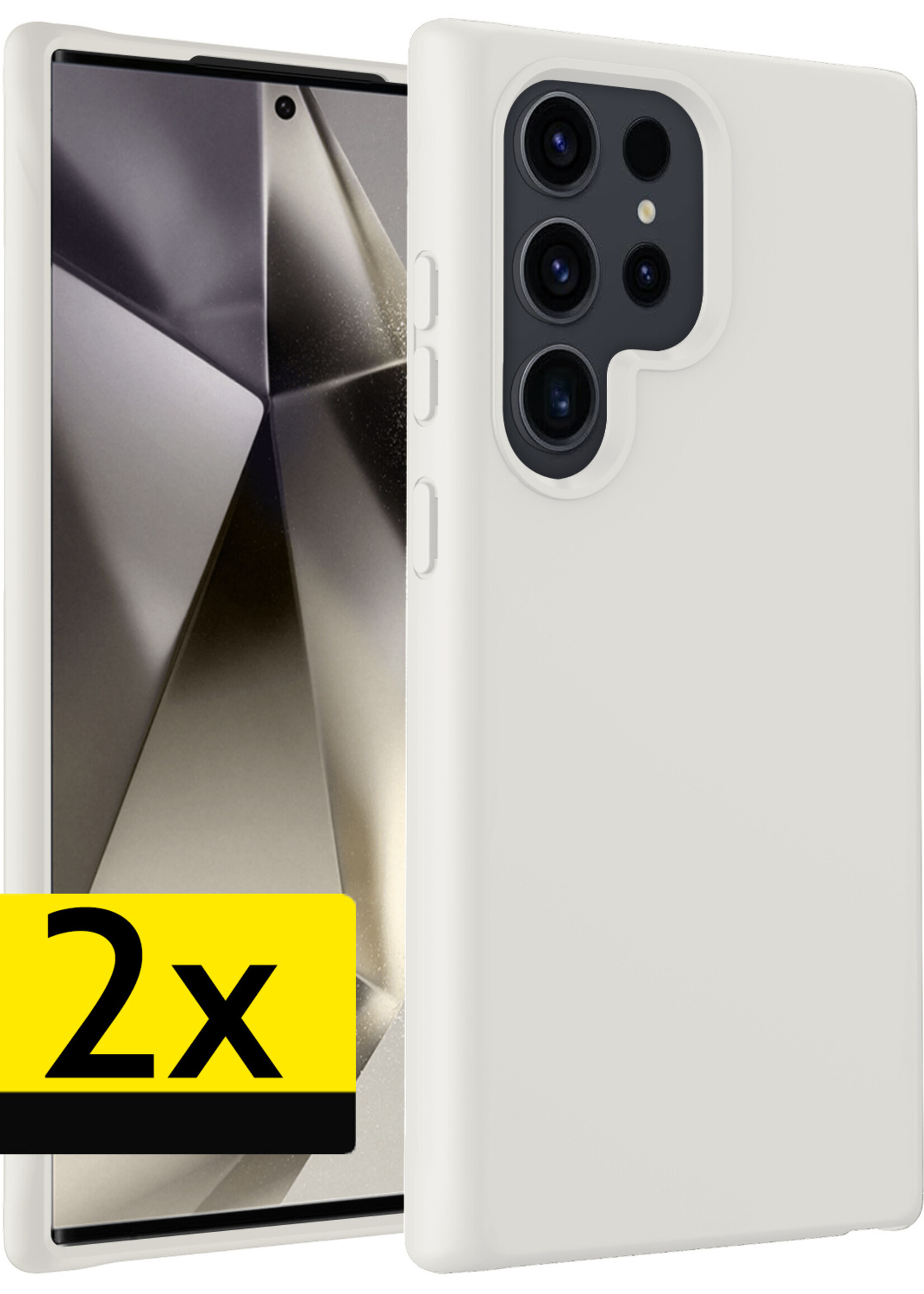 LUQ Hoesje Geschikt voor Samsung S24 Ultra Hoesje Siliconen Case - Hoes Geschikt voor Samsung Galaxy S24 Ultra Hoes Siliconen - Wit - 2 Stuks