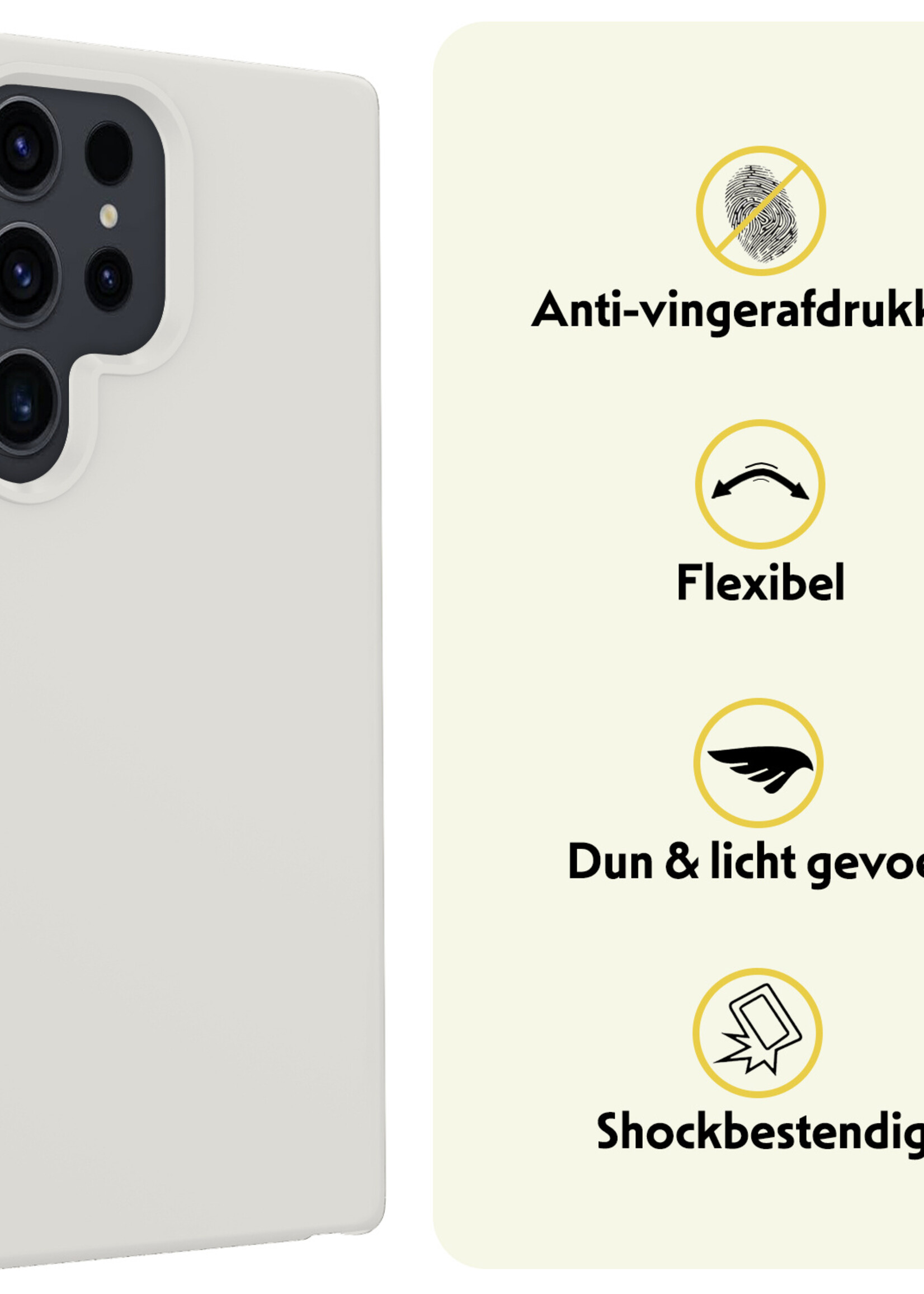 LUQ Hoesje Geschikt voor Samsung S24 Ultra Hoesje Siliconen Case - Hoes Geschikt voor Samsung Galaxy S24 Ultra Hoes Siliconen - Wit - 2 Stuks