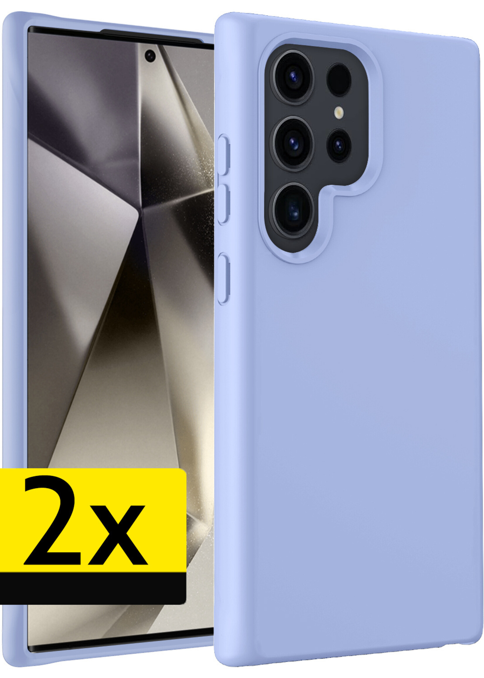 LUQ Hoesje Geschikt voor Samsung S24 Ultra Hoesje Siliconen Case - Hoes Geschikt voor Samsung Galaxy S24 Ultra Hoes Siliconen - Lichtblauw - 2 Stuks