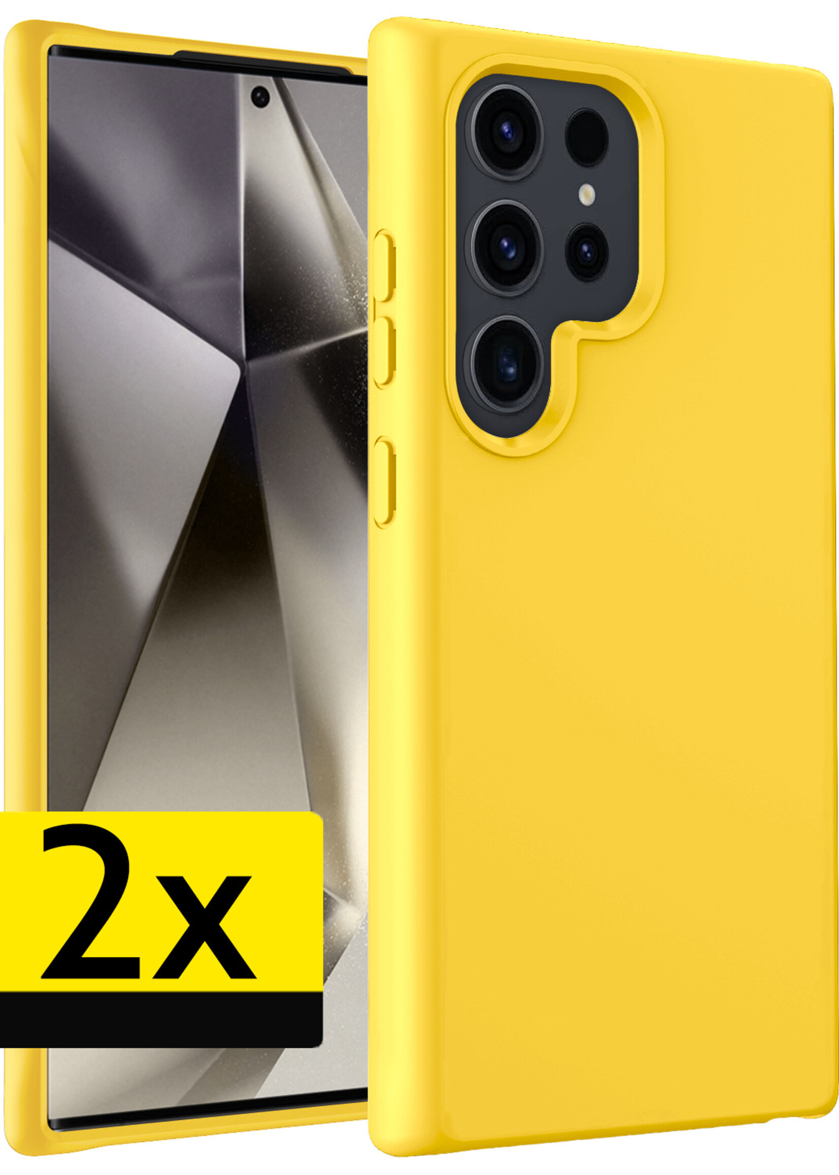 LUQ Hoesje Geschikt voor Samsung S24 Ultra Hoesje Siliconen Case - Hoes Geschikt voor Samsung Galaxy S24 Ultra Hoes Siliconen - Geel - 2 Stuks