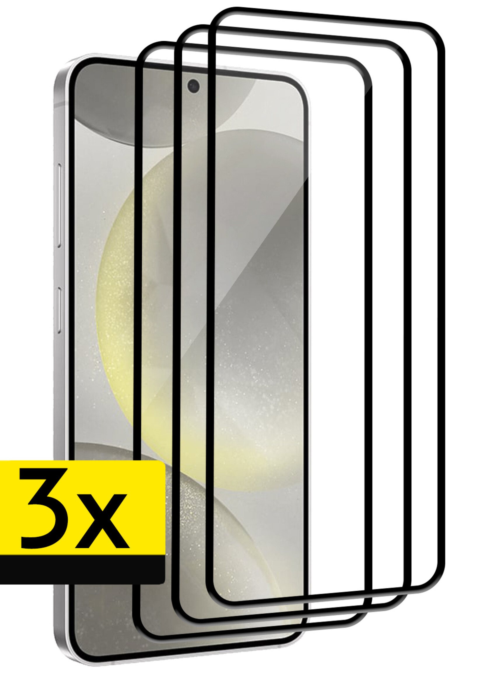 LUQ Screenprotector Geschikt voor Samsung S24 Plus Screenprotector Glas Full Cover - Screenprotector Geschikt voor Samsung Galaxy S24 Plus Screenprotector Full Cover - 3 Stuks