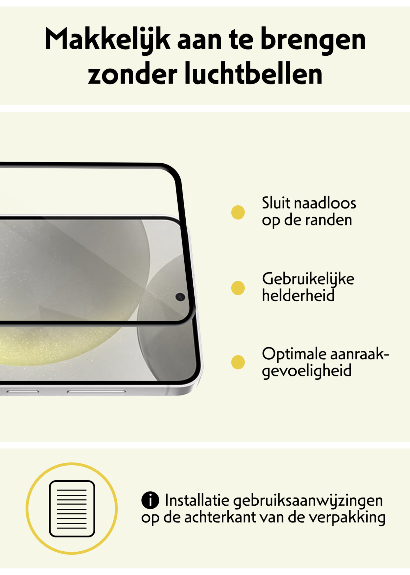 LUQ Screenprotector Geschikt voor Samsung S24 Plus Screenprotector Glas Full Cover - Screenprotector Geschikt voor Samsung Galaxy S24 Plus Screenprotector Full Cover - 3 Stuks