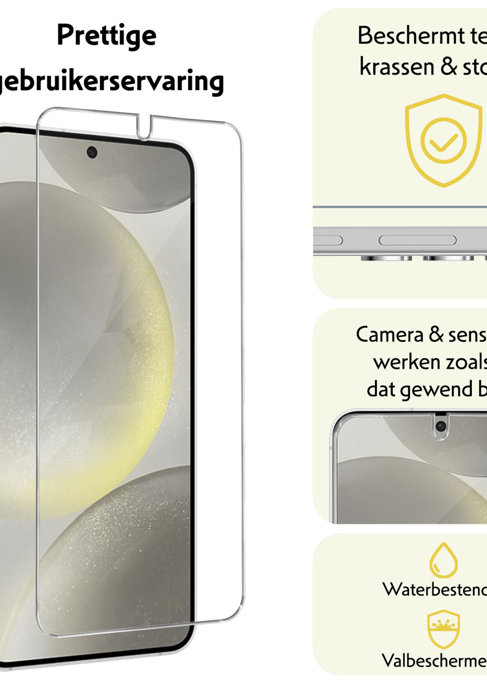 LUQ Screenprotector Geschikt voor Samsung S24 Screenprotector Beschermglas Gehard Glas - Screenprotector Geschikt voor Samsung Galaxy S24 Screenprotector Glas - 3 Stuks