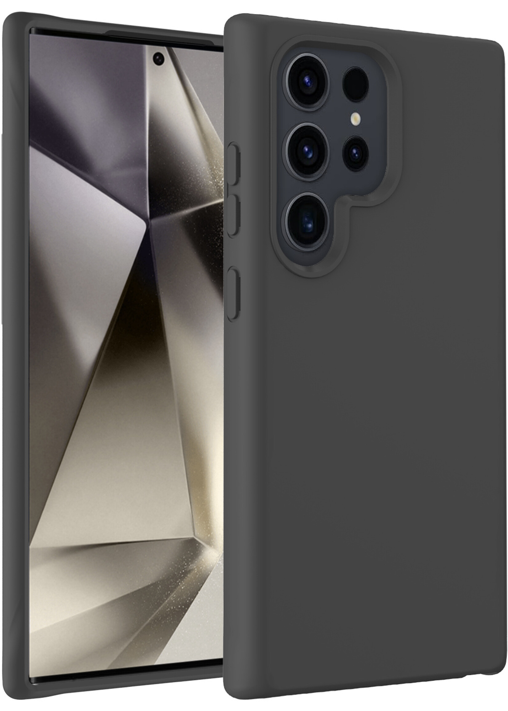 LUQ Hoesje Geschikt voor Samsung S24 Ultra Hoesje Siliconen Case - Hoes Geschikt voor Samsung Galaxy S24 Ultra Hoes Siliconen - Zwart