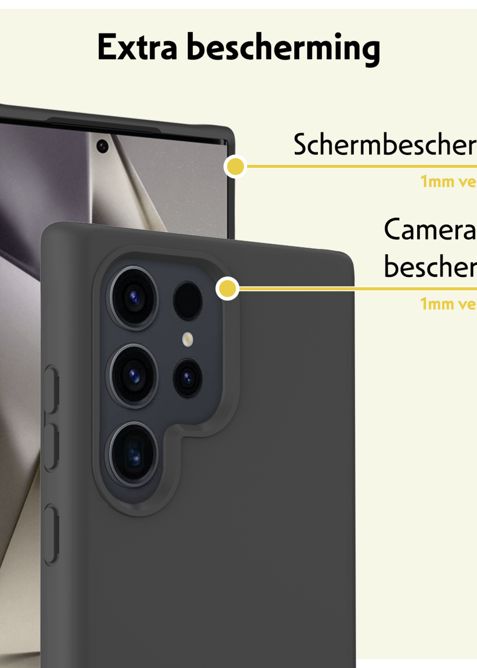 LUQ Hoesje Geschikt voor Samsung S24 Ultra Hoesje Siliconen Case - Hoes Geschikt voor Samsung Galaxy S24 Ultra Hoes Siliconen - Zwart