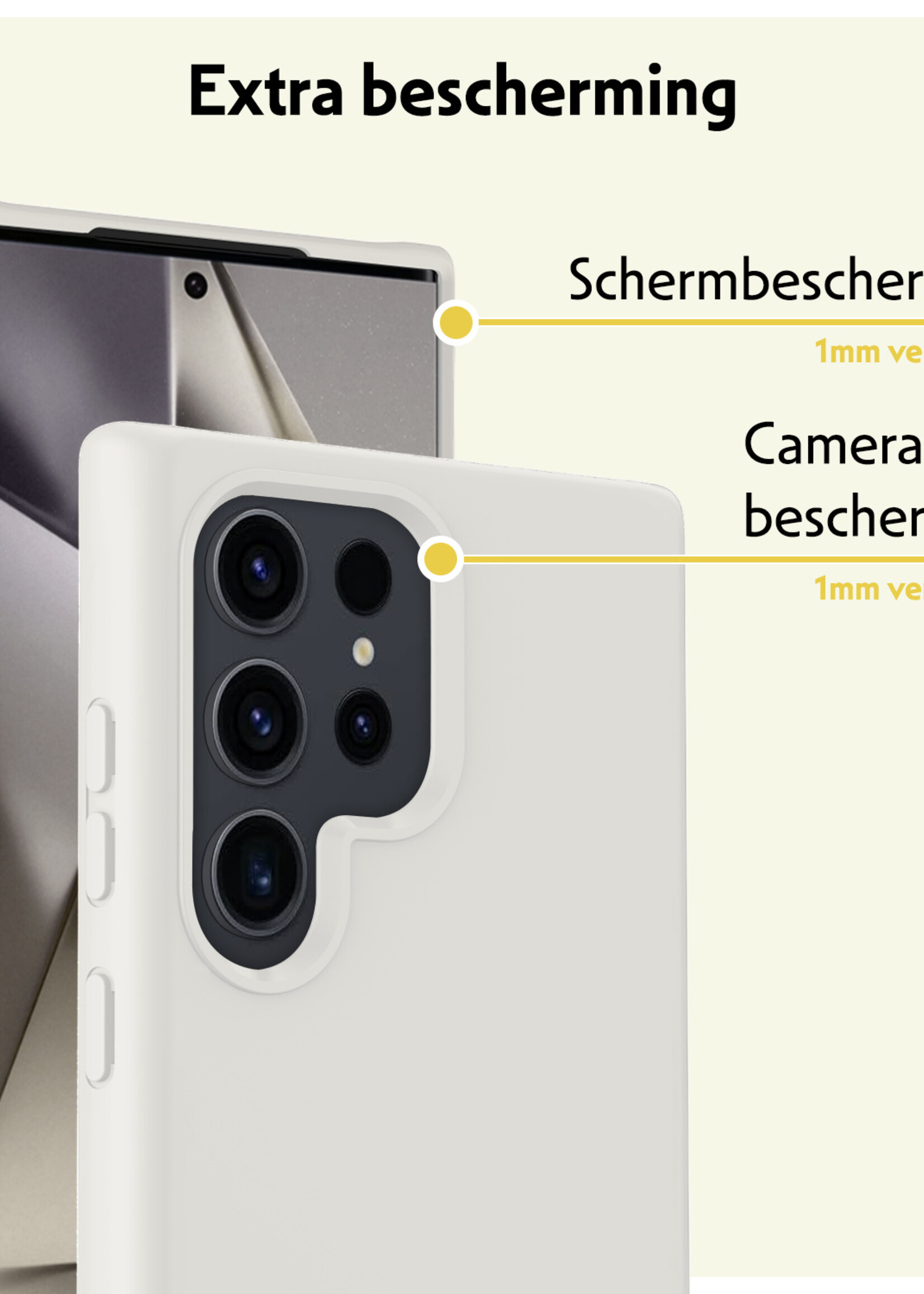 LUQ Hoesje Geschikt voor Samsung S24 Ultra Hoesje Siliconen Case - Hoes Geschikt voor Samsung Galaxy S24 Ultra Hoes Siliconen - Wit